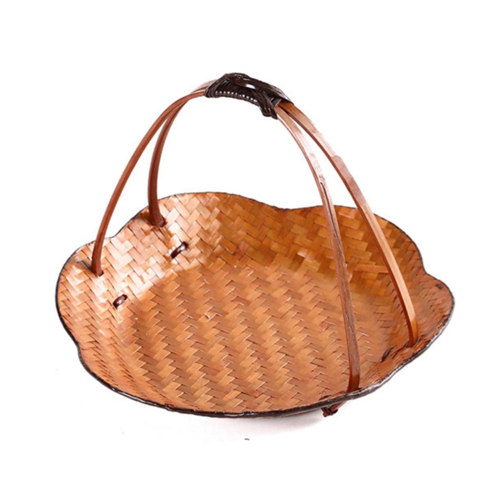 Bamboo Woven Basket Tray – Size S, Handheld Lily