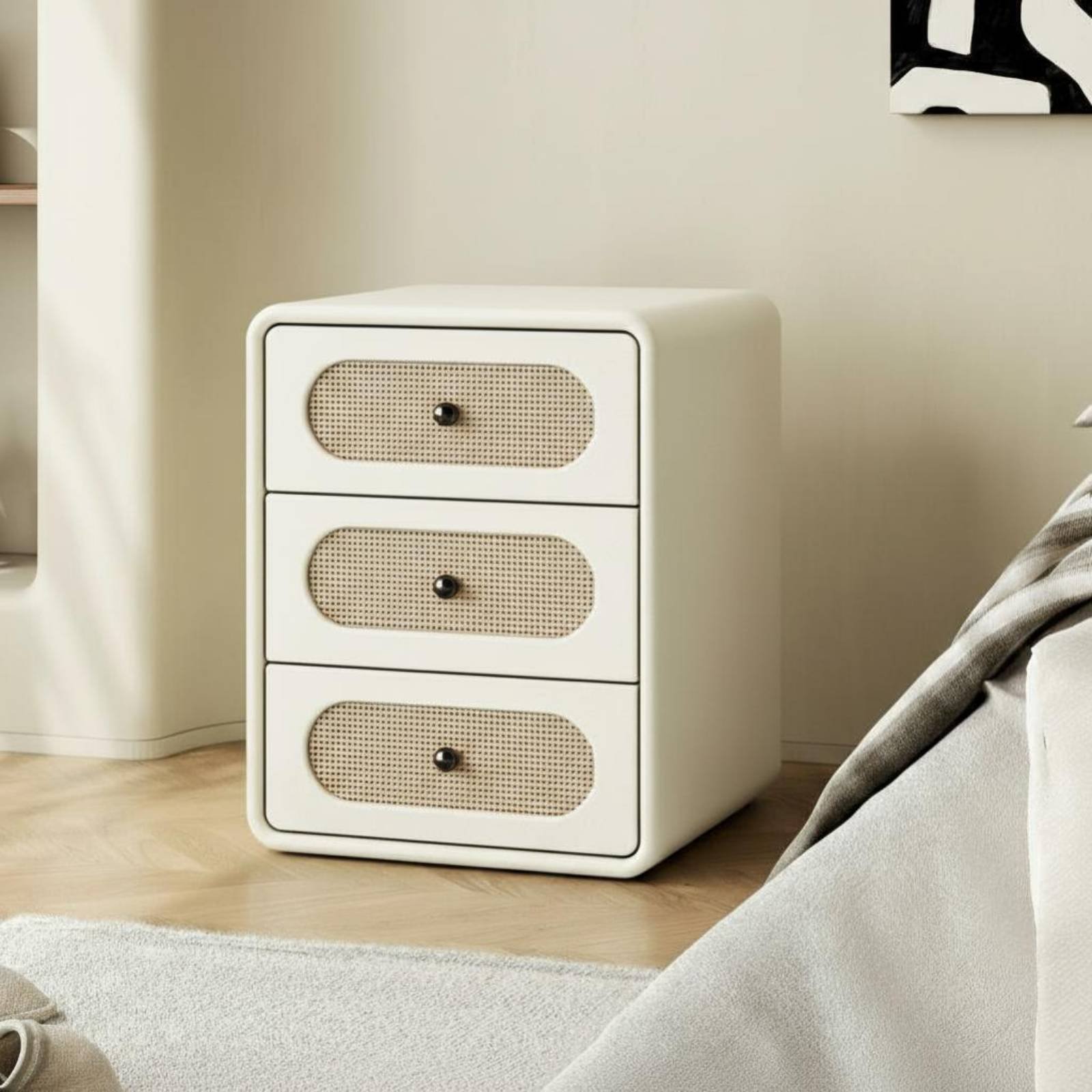 Single-Drawer Nightstand – Beige, 30x40x60cm