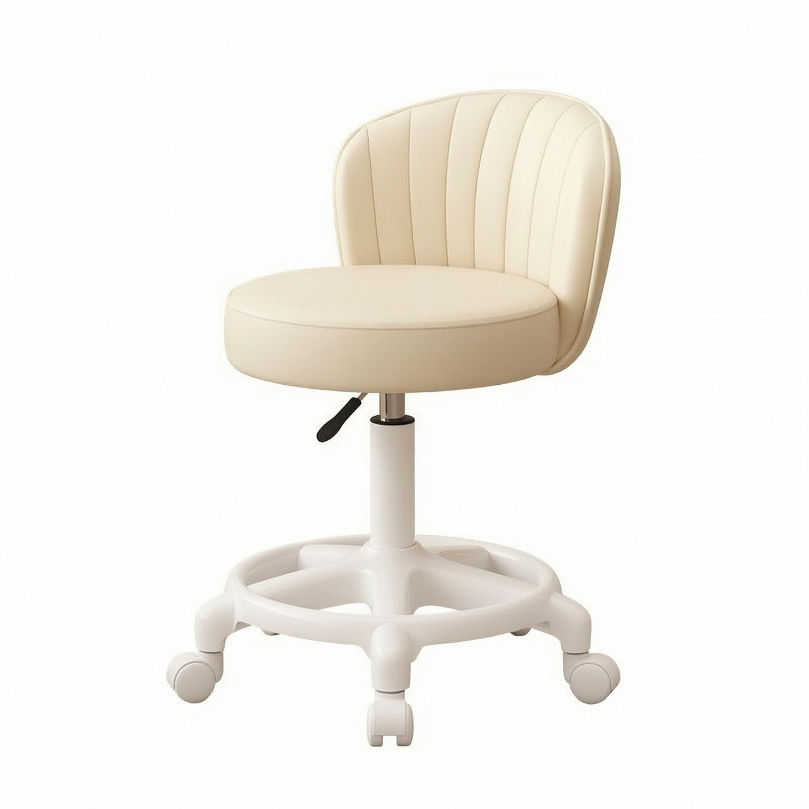 Rolling Stool with Backrest – Beige