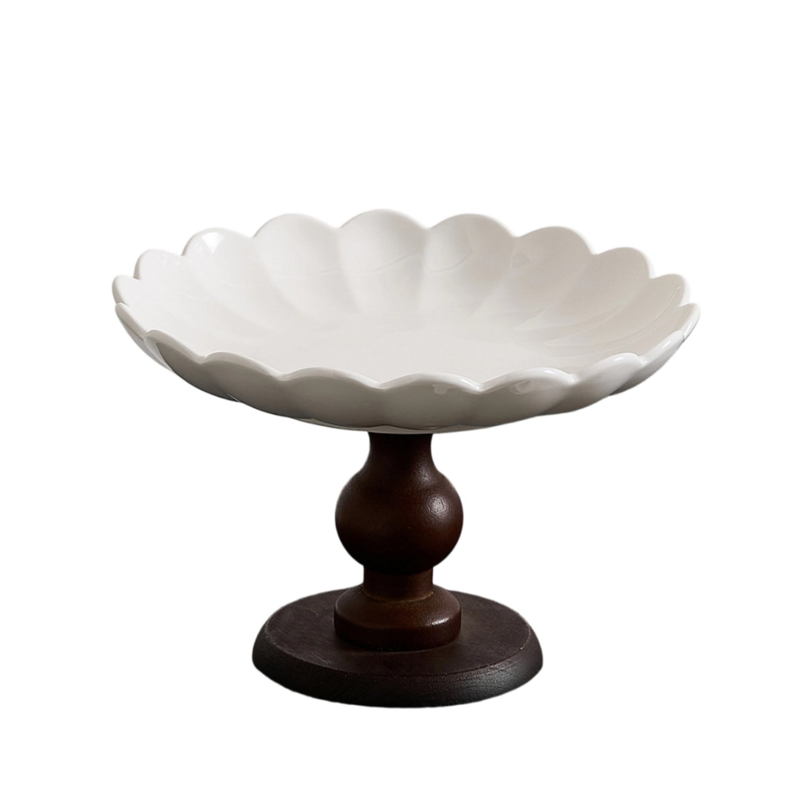 Ceramic Pedestal Plate Wooden