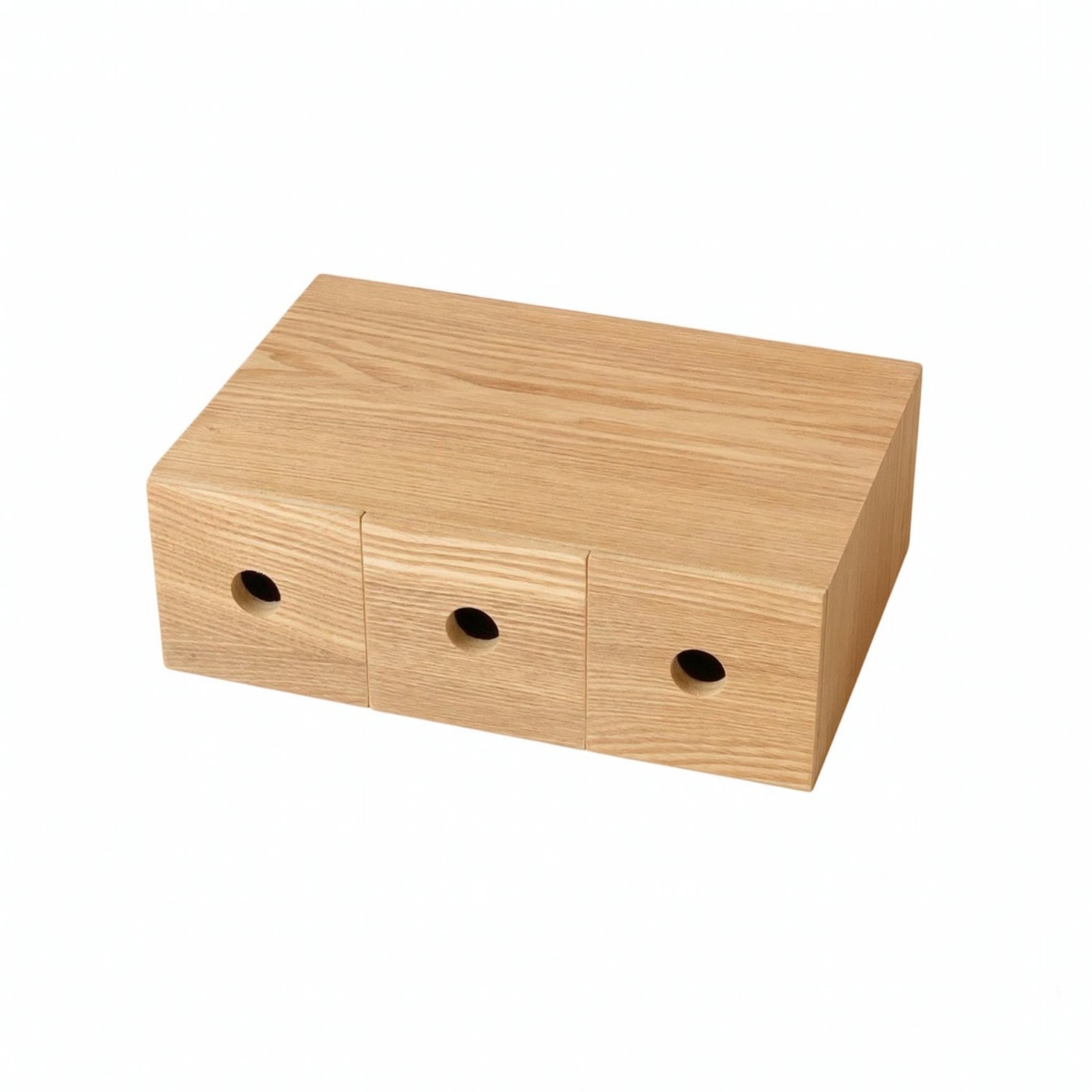 Wooden Desk Organizer with Drawers – 3-layer Round Hole