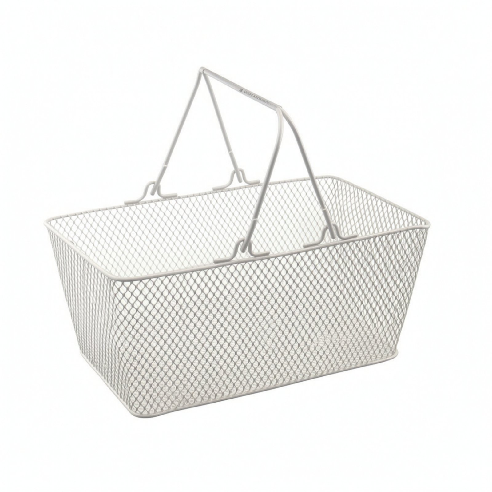 Wire Shopping Basket with Handles – White - 2-pack
