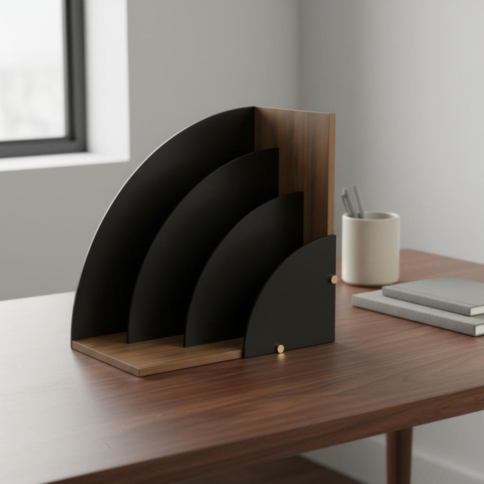 Vinyl Record Storage Rack – F-01 Walnut-black