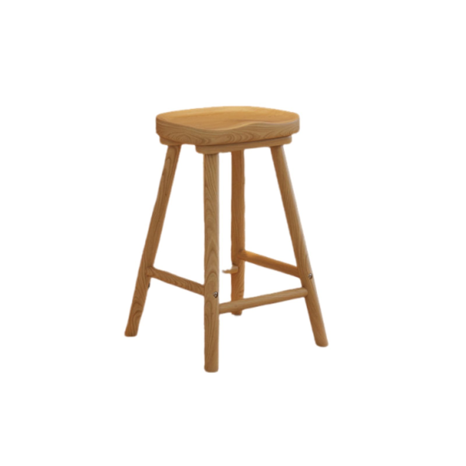 Wooden Saddle Stool with Footrest