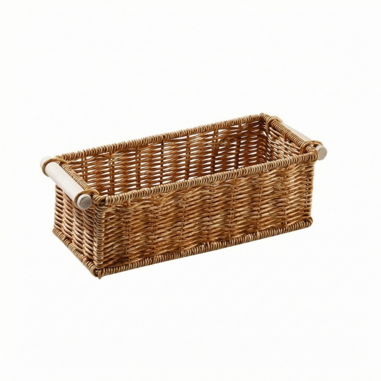 Storage Basket with Handles – Size S, Wooden Handle