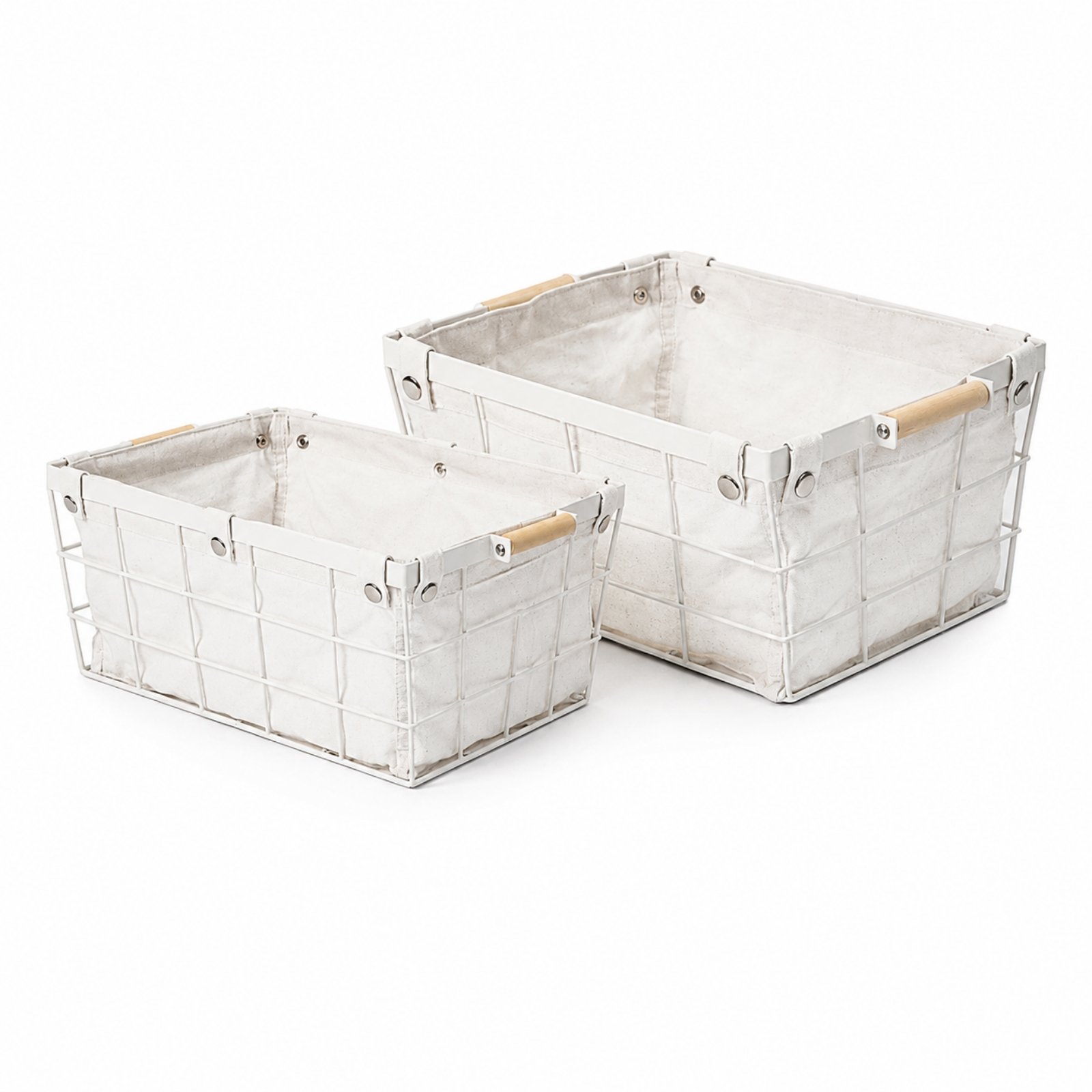 2 Pieces Wire Storage Basket with Liner Easy