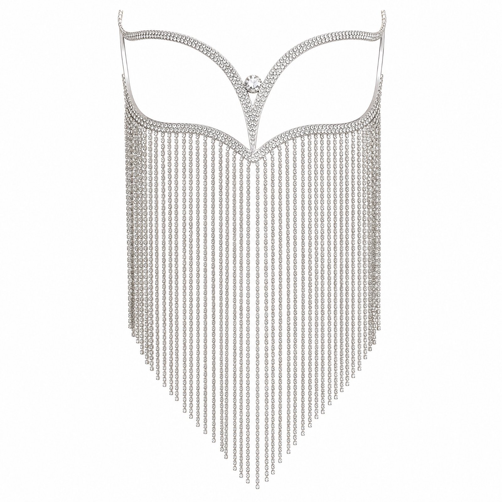 Silver Electroplated Rhinestone Face Covering