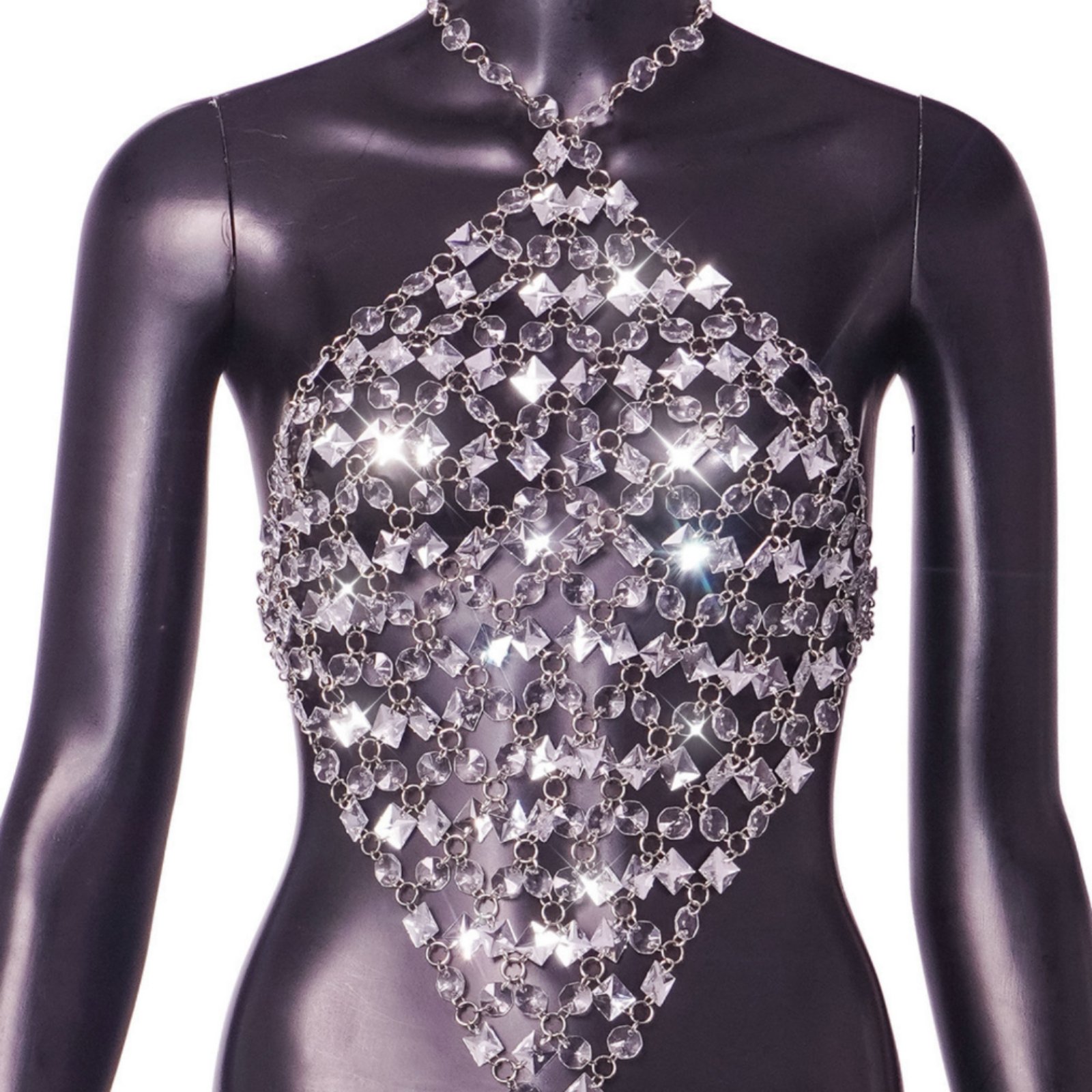 Backless Halter Top with Chain Strap