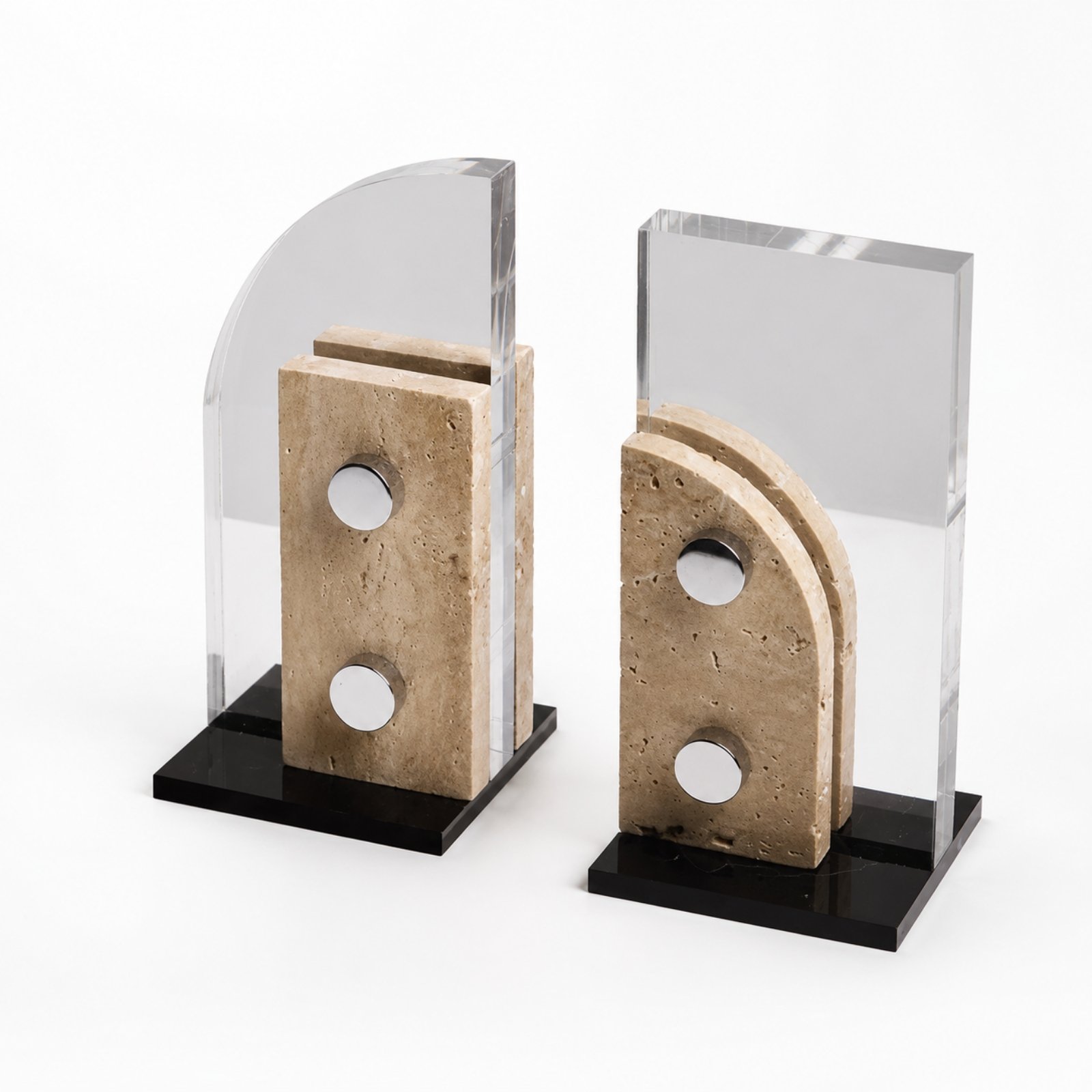 Travertine Look Bookends
