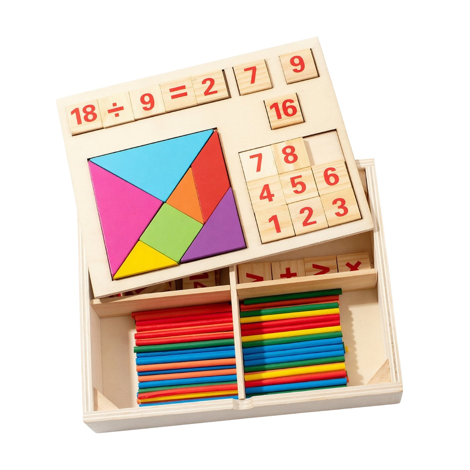 Wooden Math Toy with Storage Box