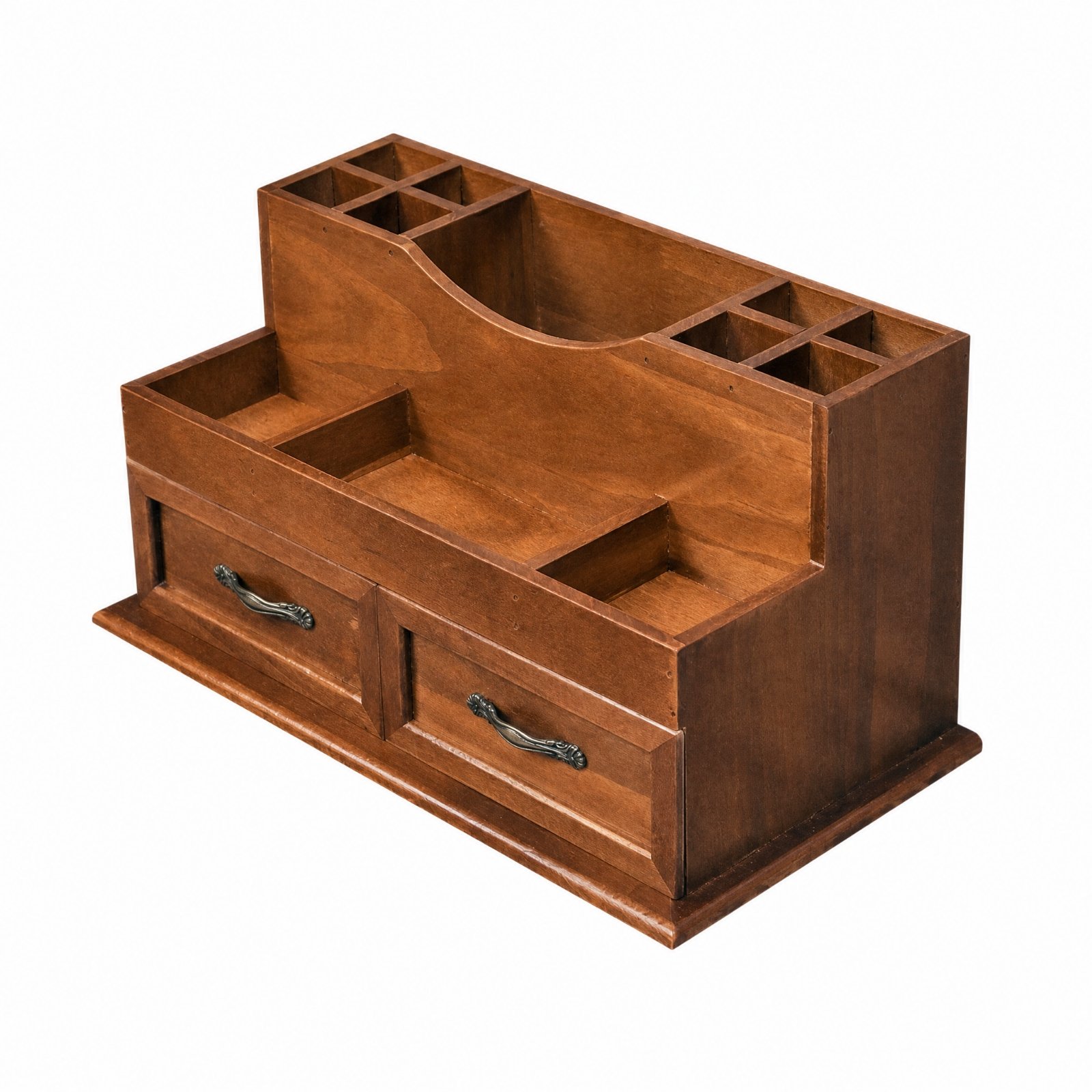 Wooden Desktop Organizer with Drawers – Brown