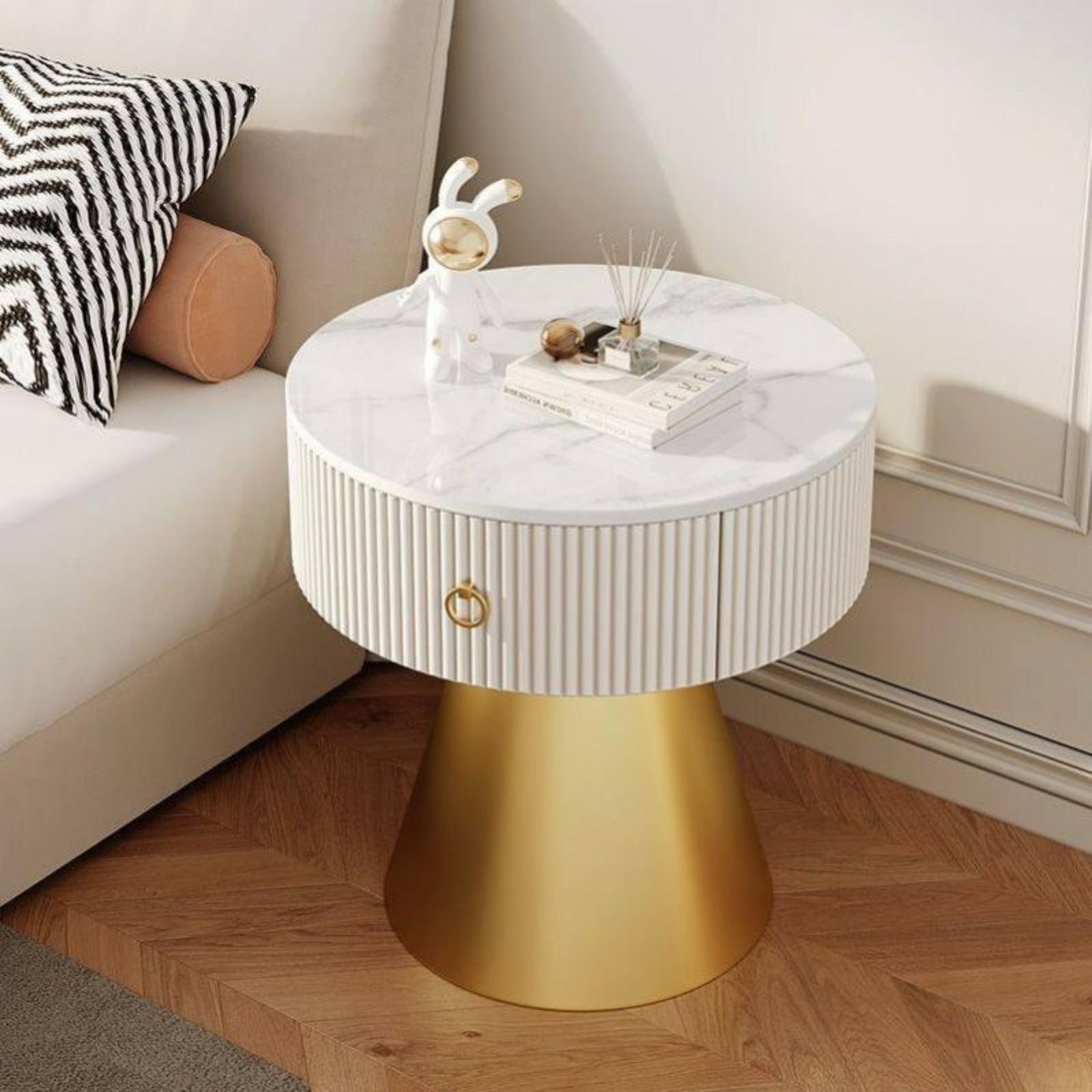 Round Drawer End Table