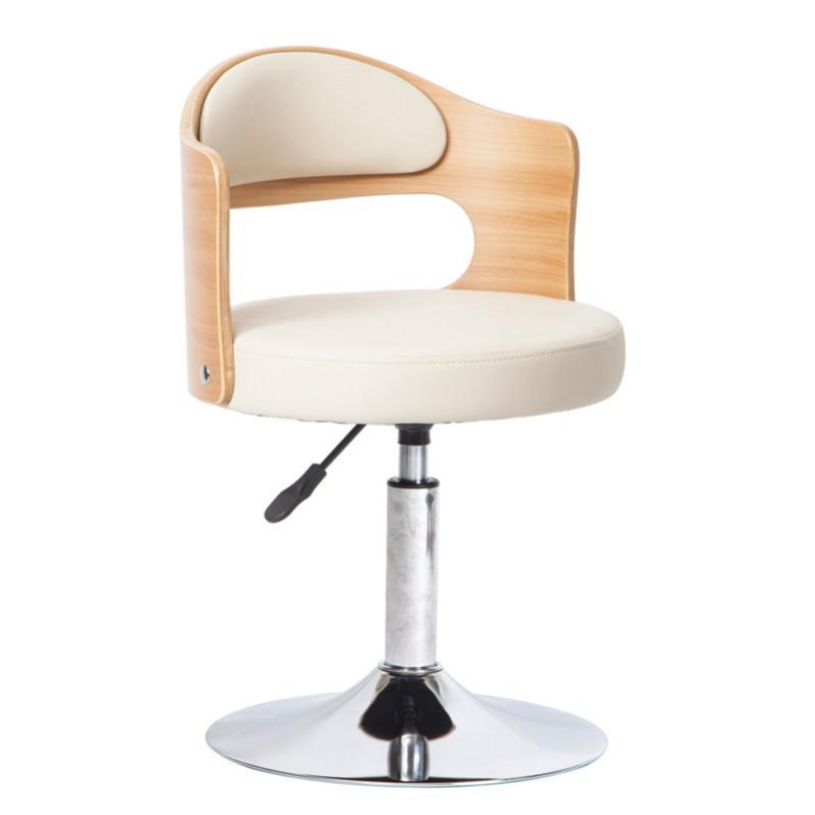 Swivel Stool with Backrest – Beige, PU