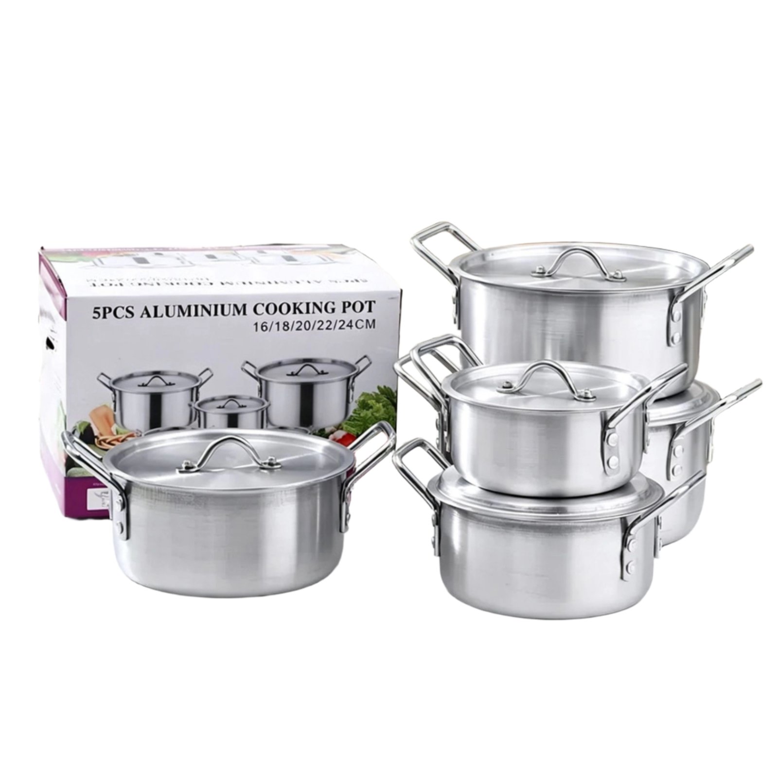 5-Piece Aluminum Stockpot with Lid