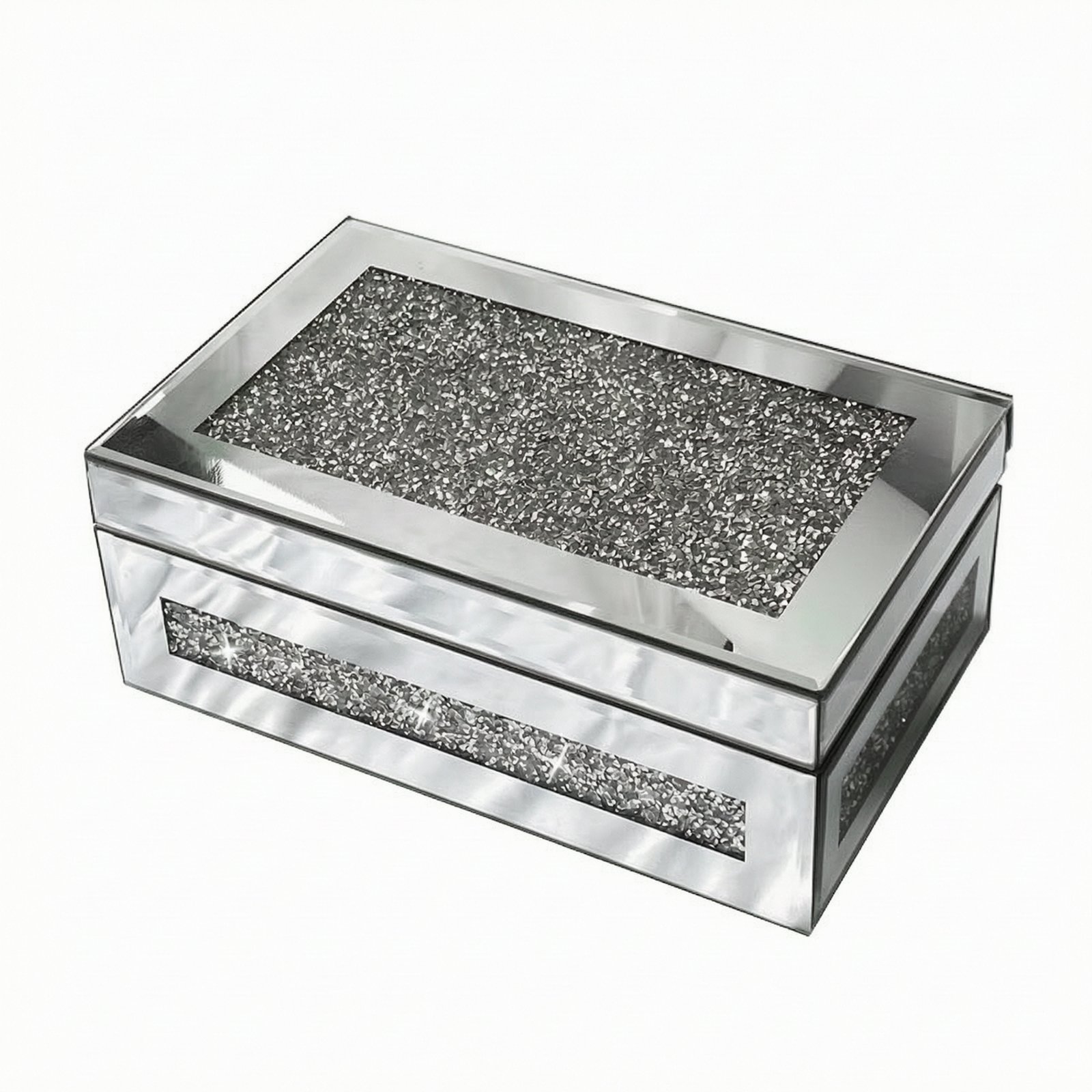 Glass Jewelry Box – Silver