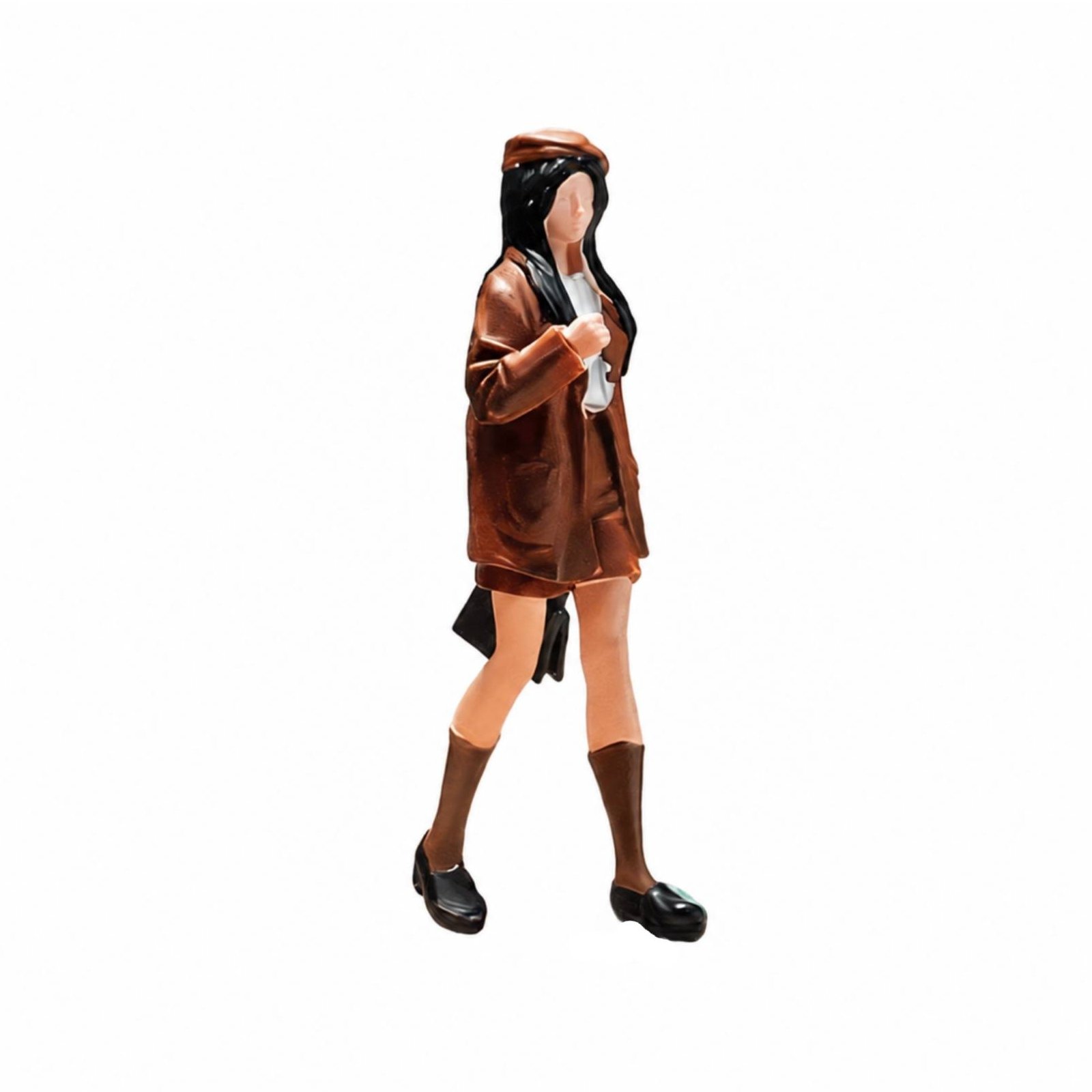 Hand-Painted Female Figurine – Caramel Beret Girl