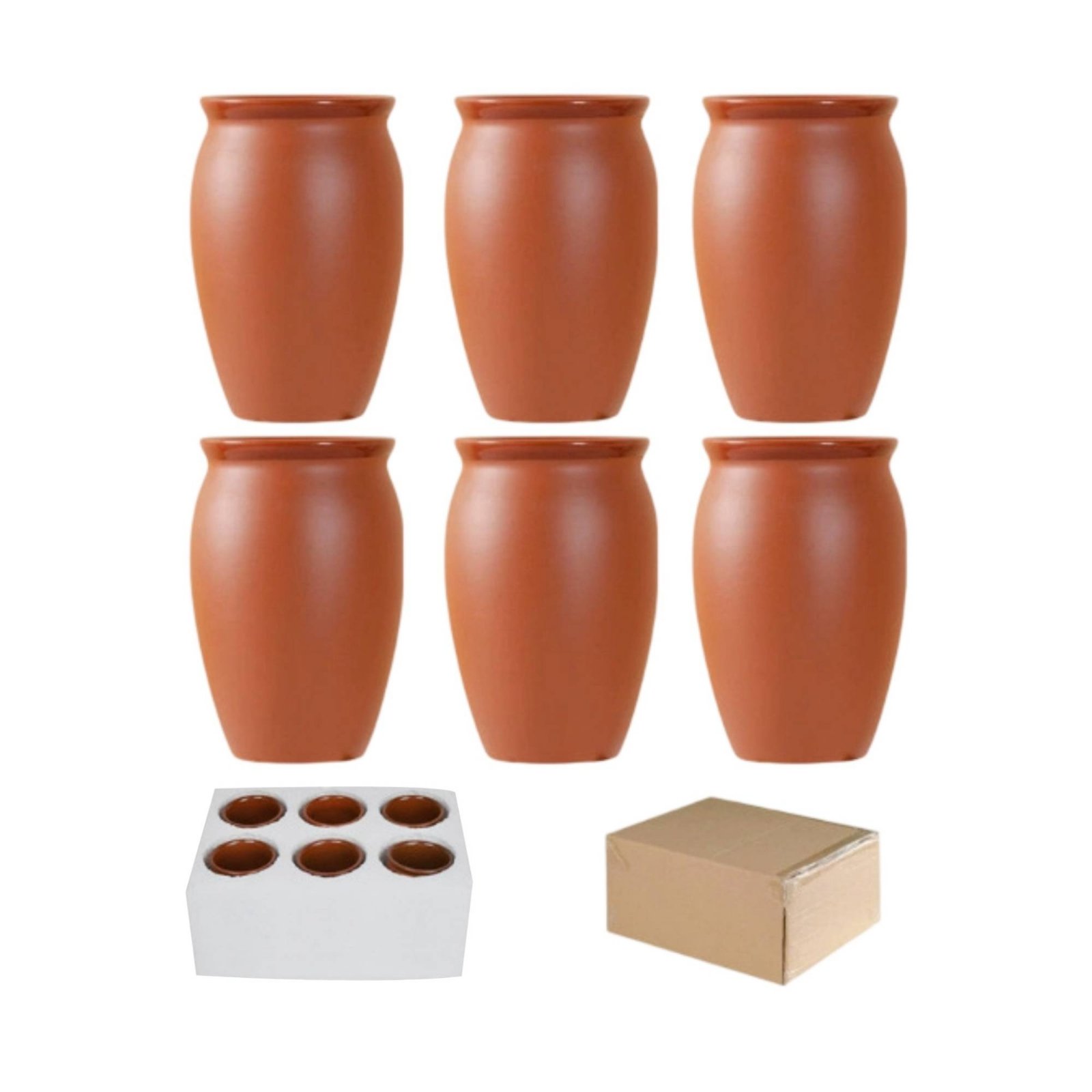 6-Piece Terracotta Clay Drinking Cups