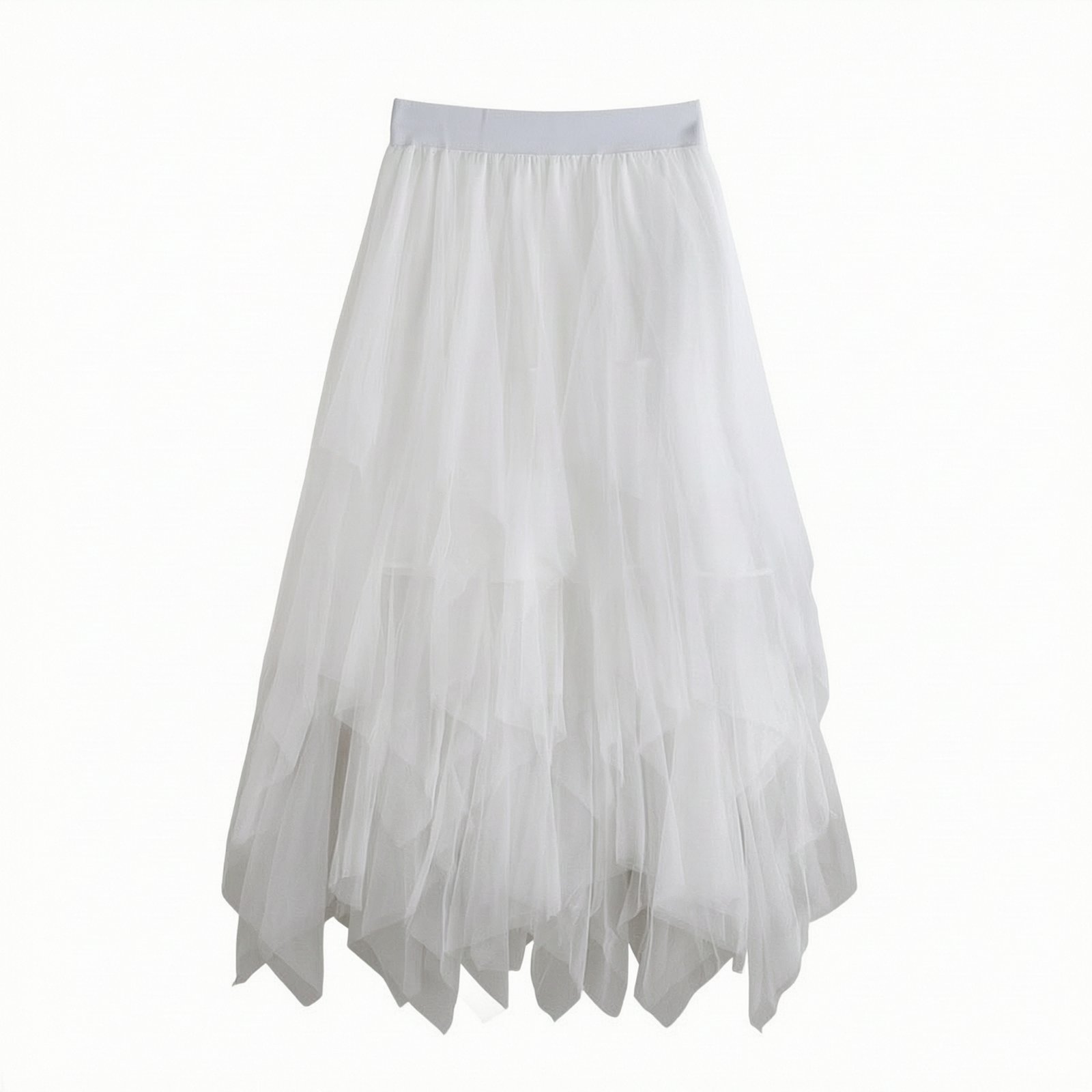 Flared Tulle Midi Skirt