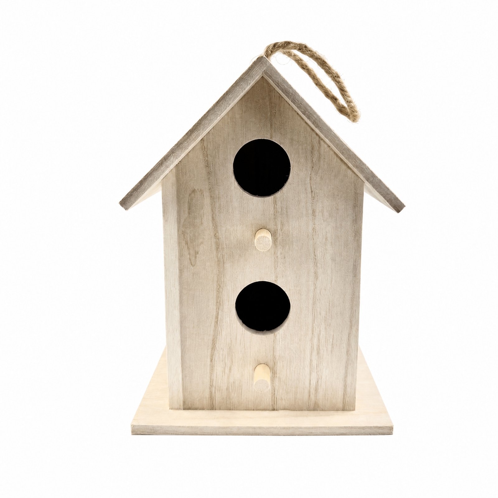 Pitched-Roof Wooden Birdhouse