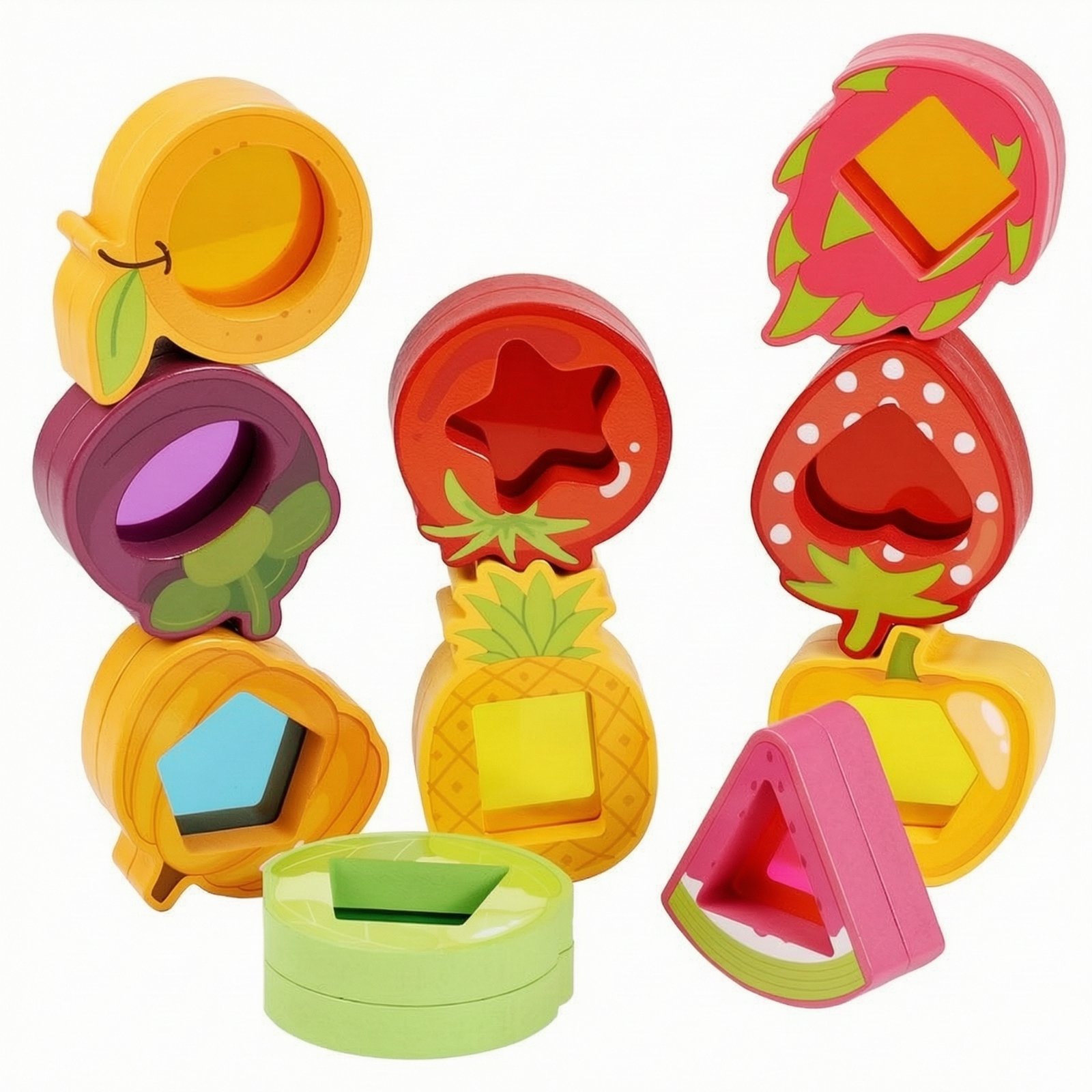 9-Piece Wooden Shape Sorting Blocks