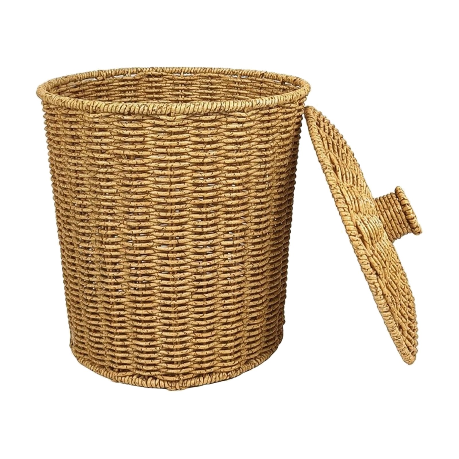 Woven Wastebasket with Lid