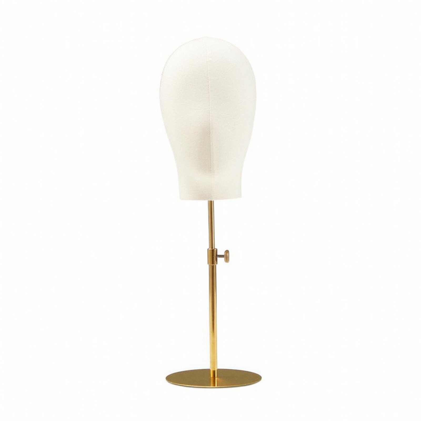 Mannequin Head Stand – Beige, Gold Round