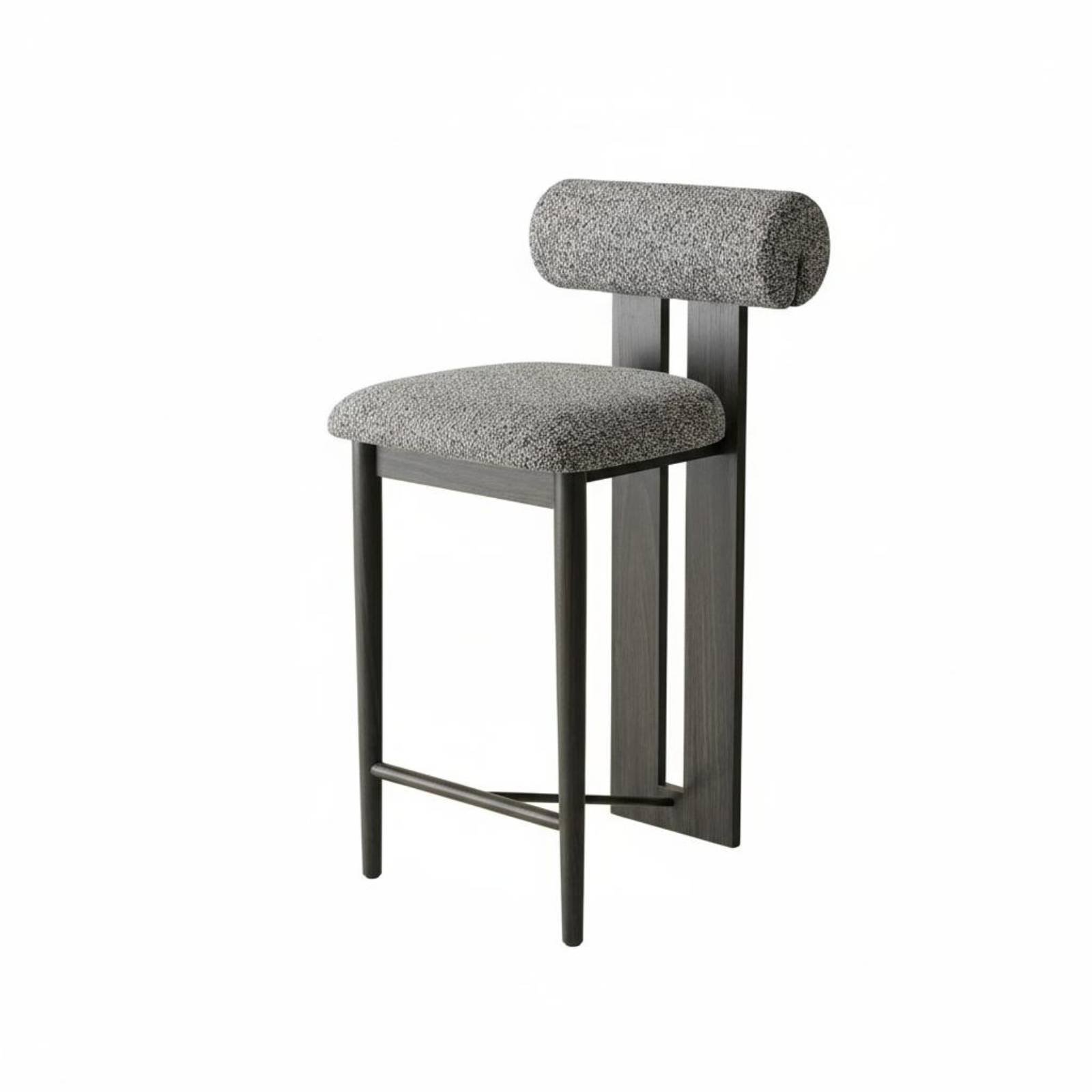 Upholstered Bar Stool with Woven Backrest