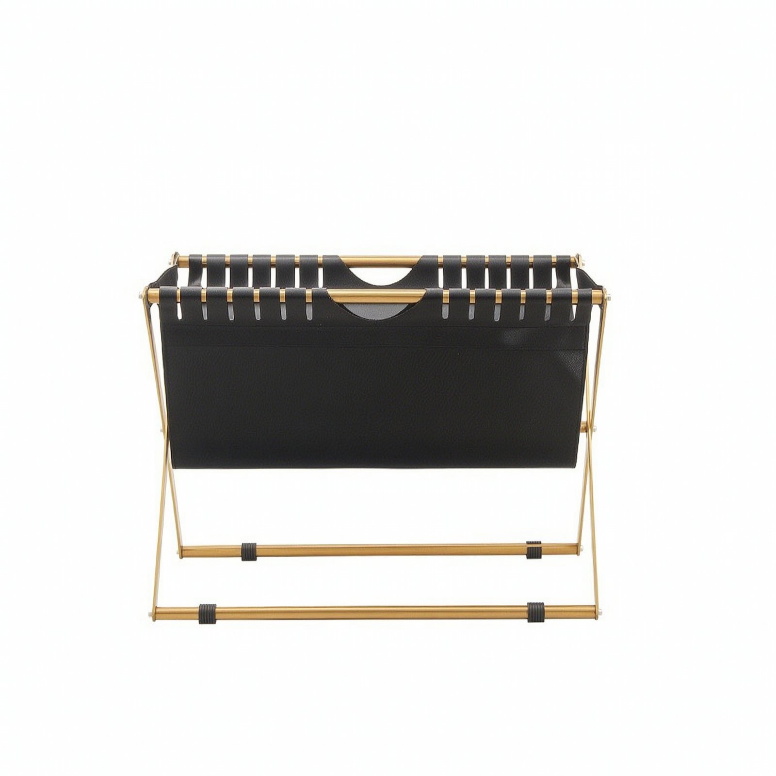Floor Magazine Rack Leather Pocket