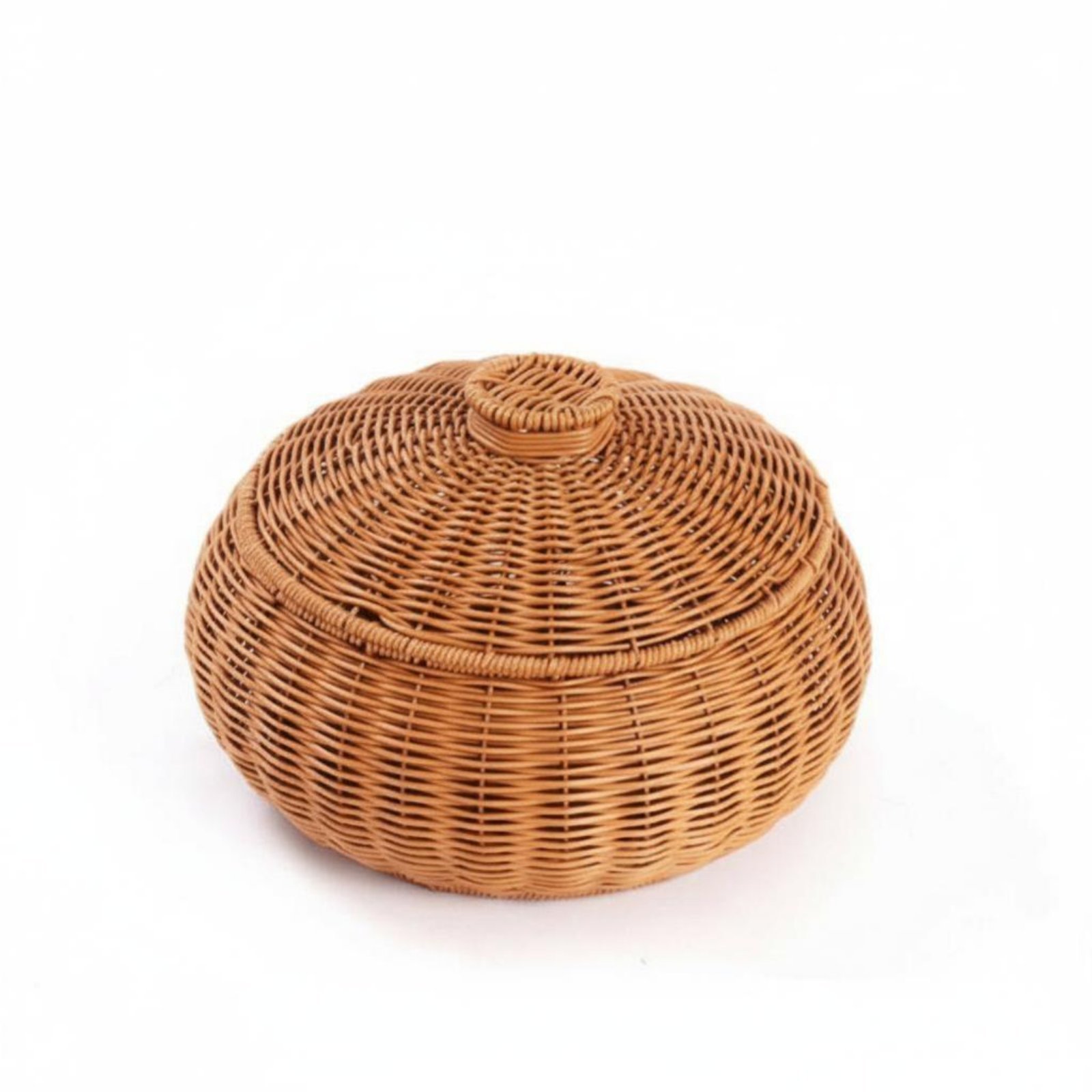 Round Rattanand Design Box with Lid Woven Basket