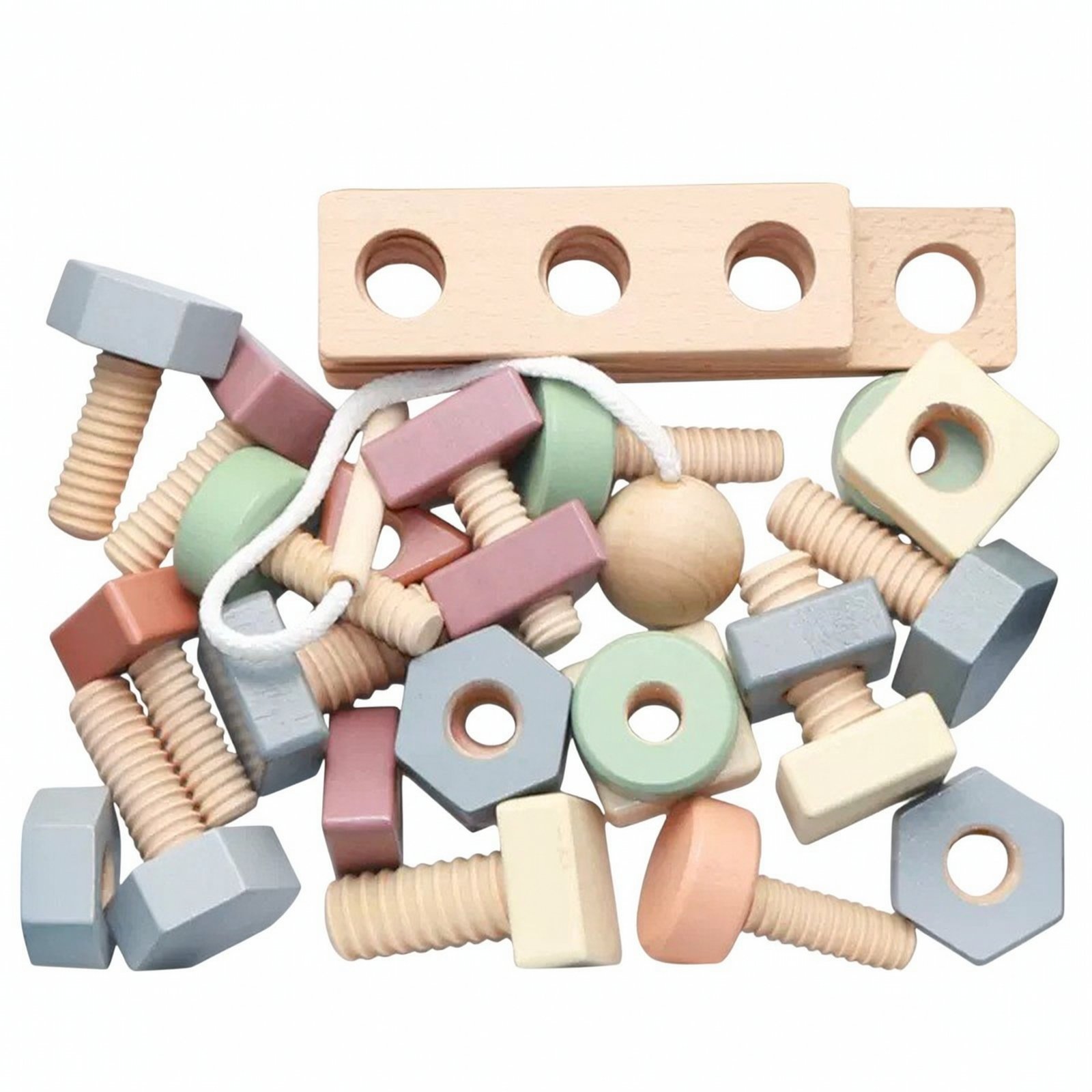 Wooden Nut and Bolt Threading Toy