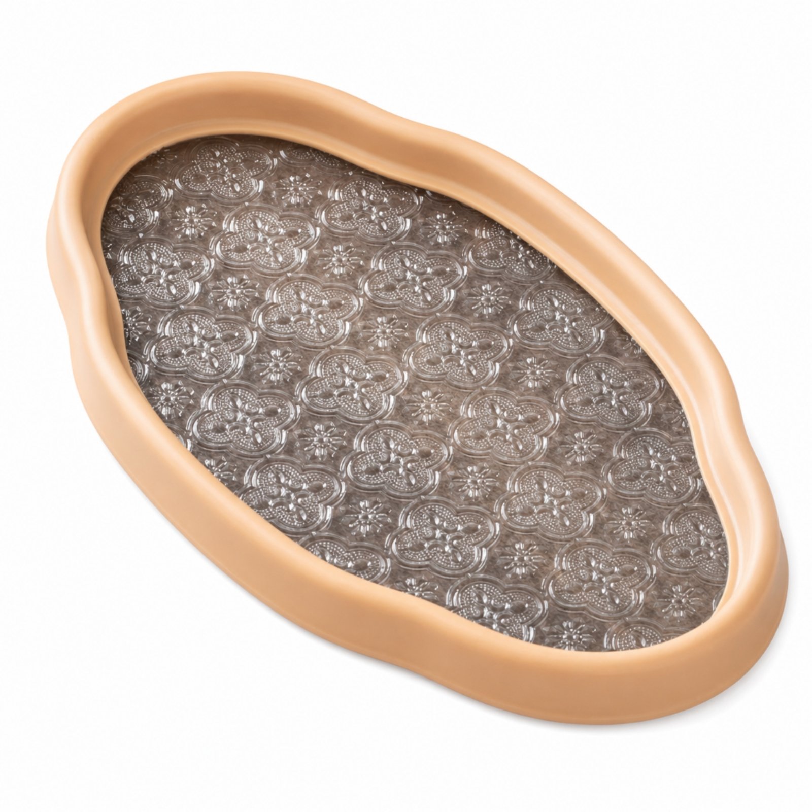 Floral Wooden Tray with Glass Bottom