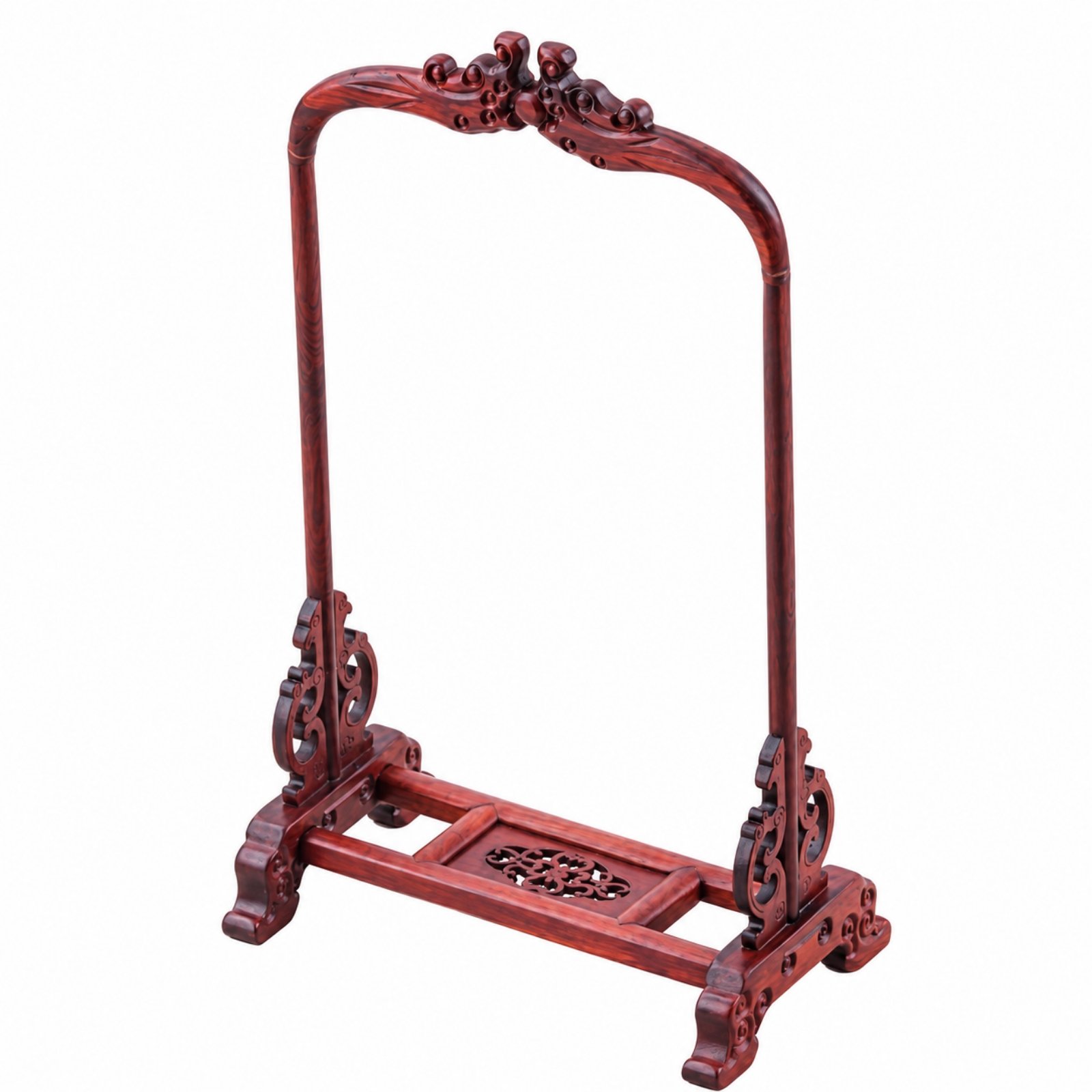 Wood Jade Display Stand Carved Arched Frame