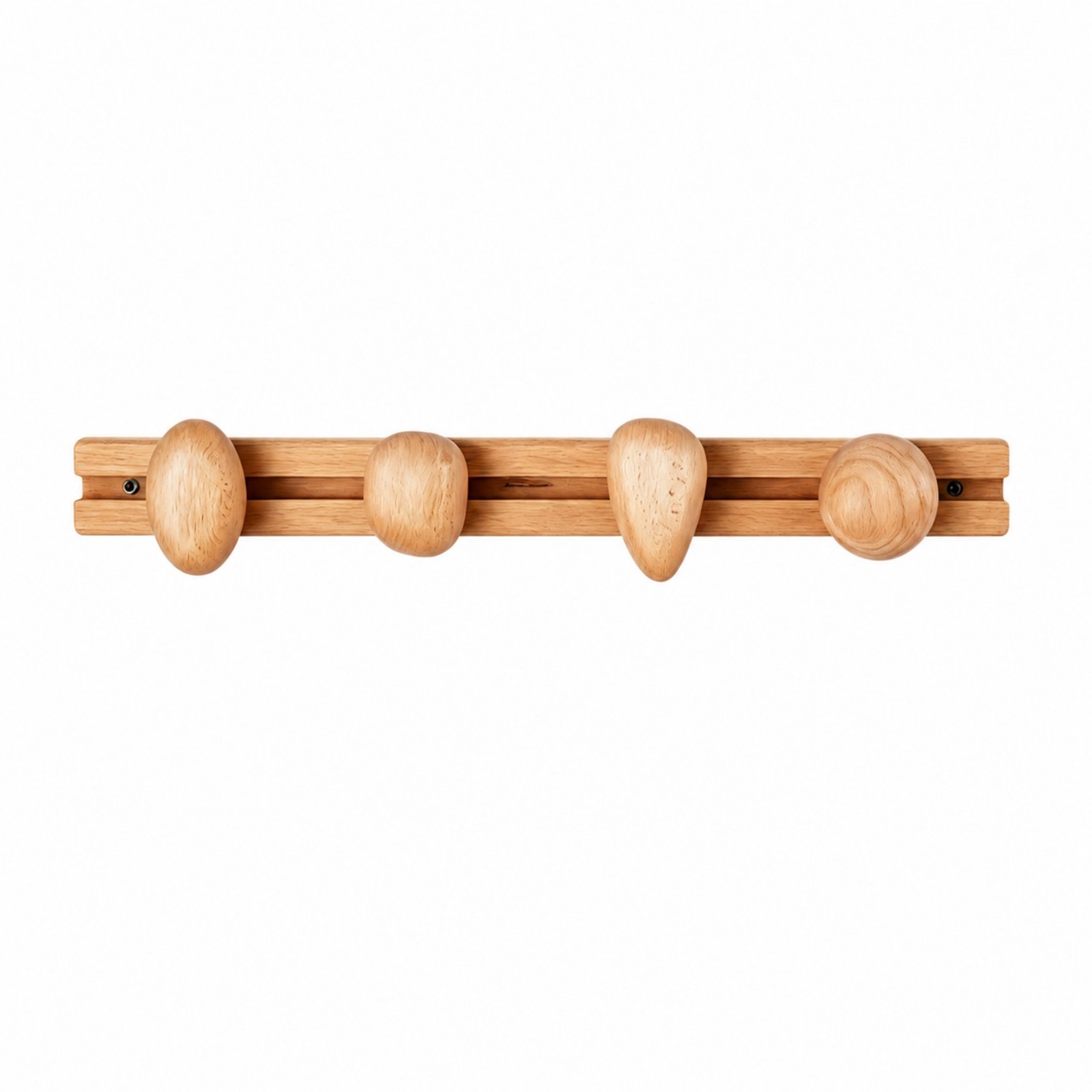 Wooden Hook Rack with Shaped Hooks