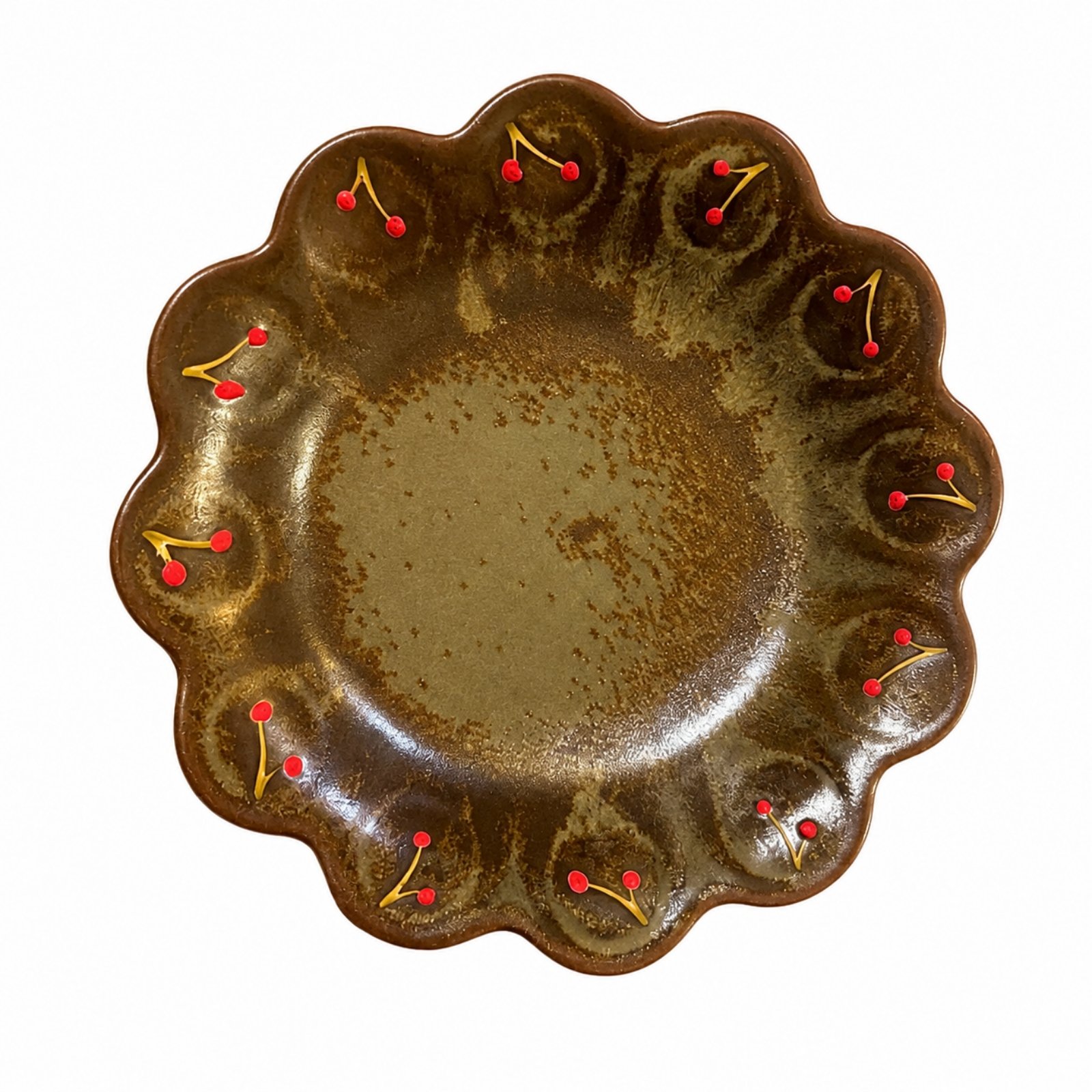 Ceramic Plate with Cherry Motif