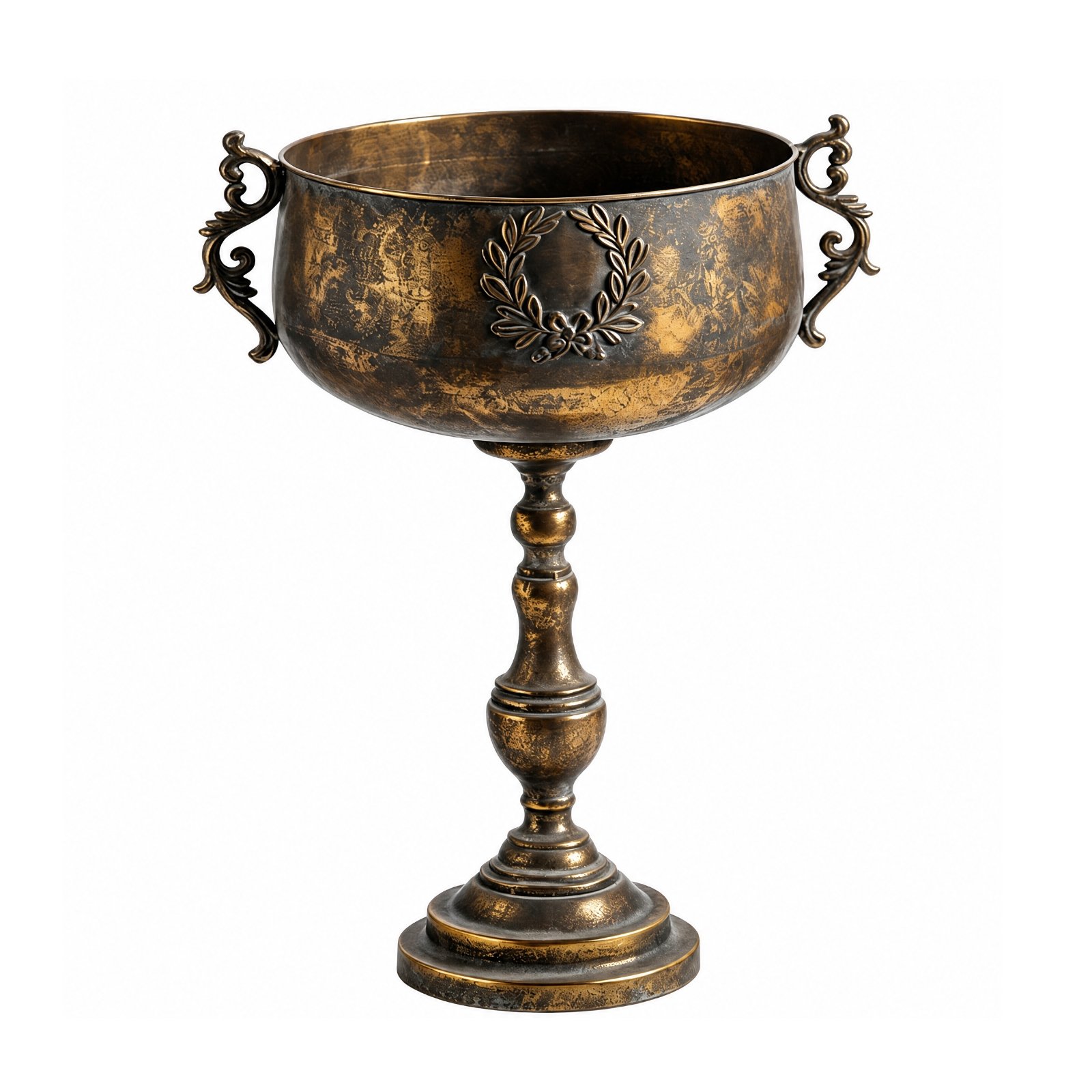 Tall Pedestal Vase with Scrollwork Handles