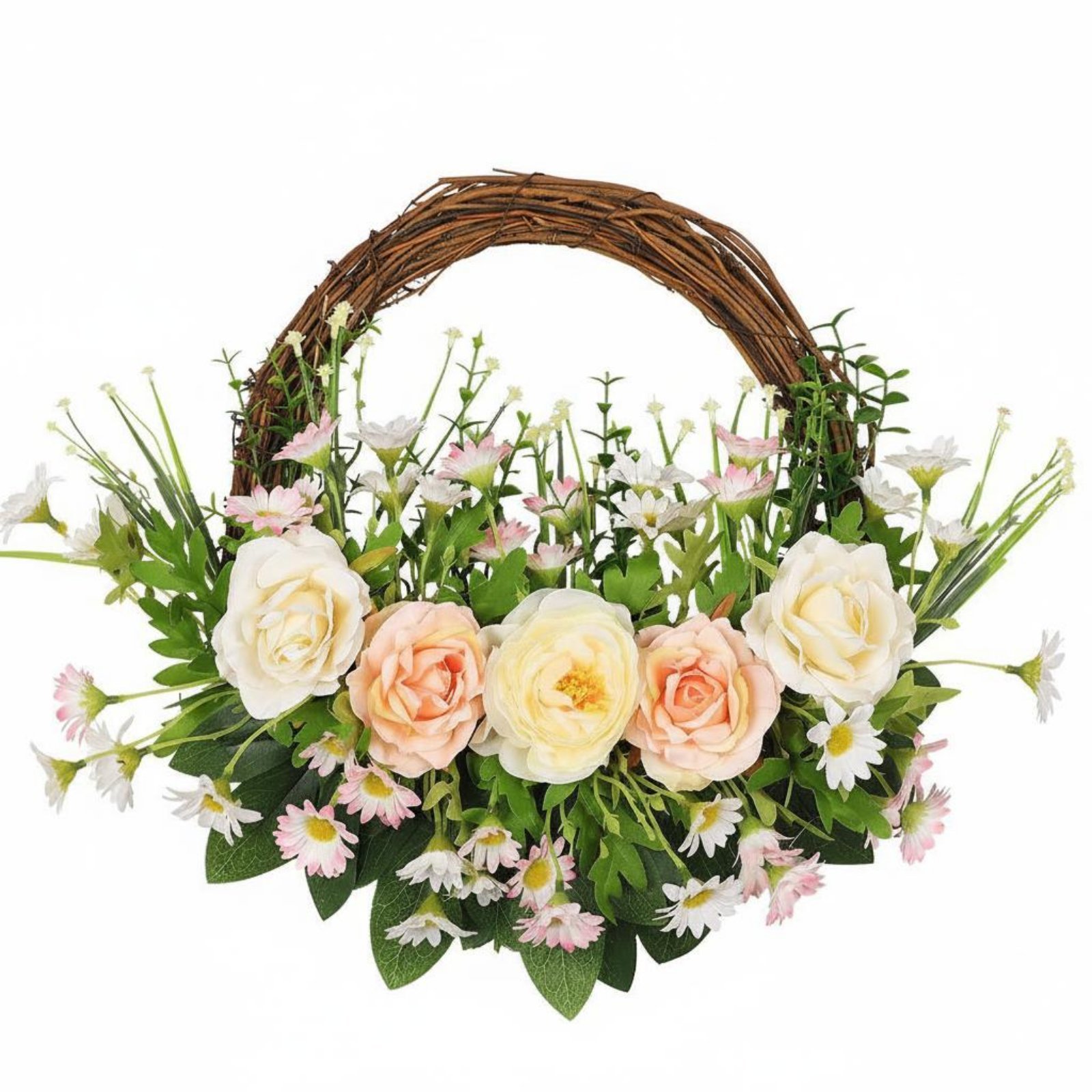 Artificial Rose Wildflower Door Wreath