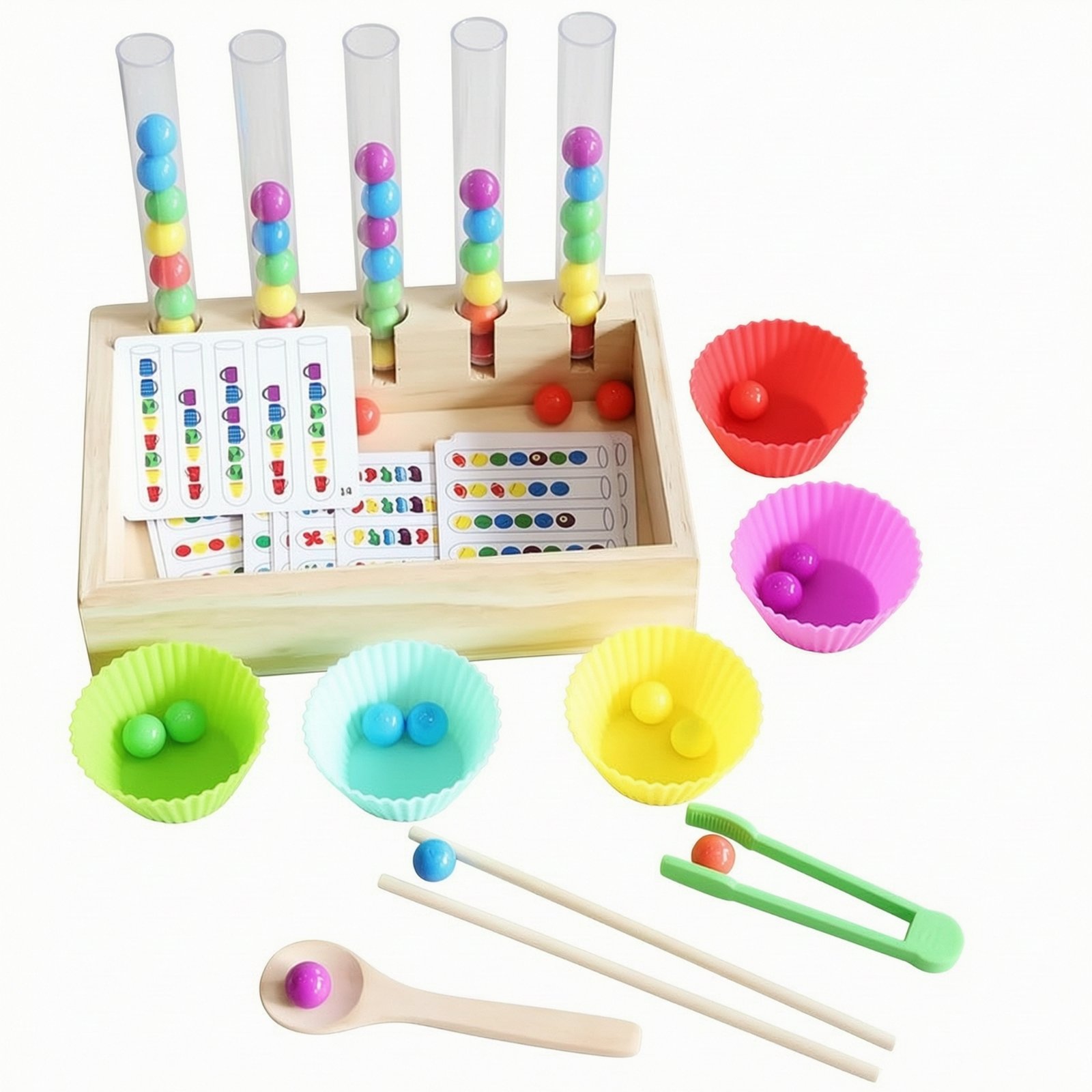 Bead Sorting Toy Wooden Tray