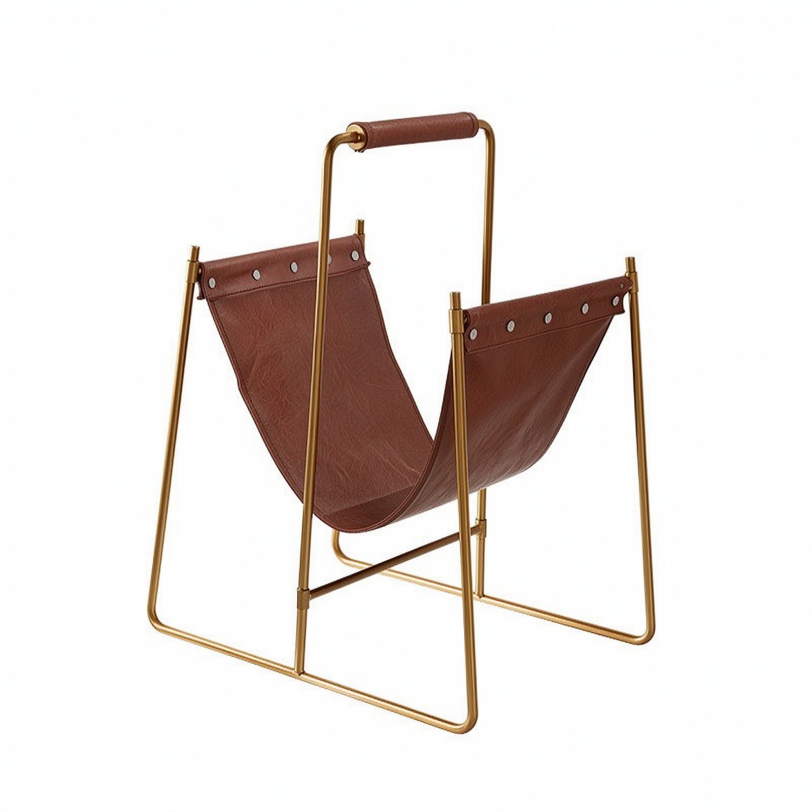 Magazine Rack with Leather Pouch