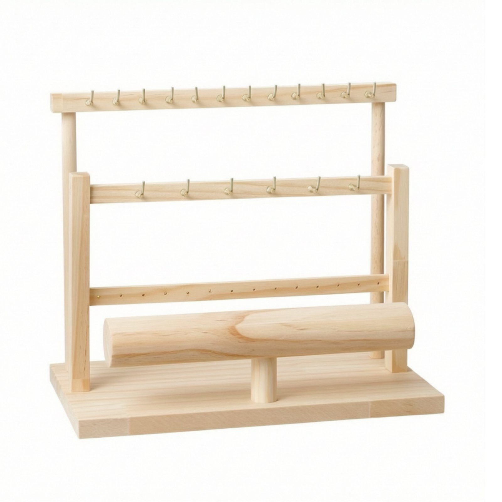 Three-Tier Jewelry Display Rack with Hooks