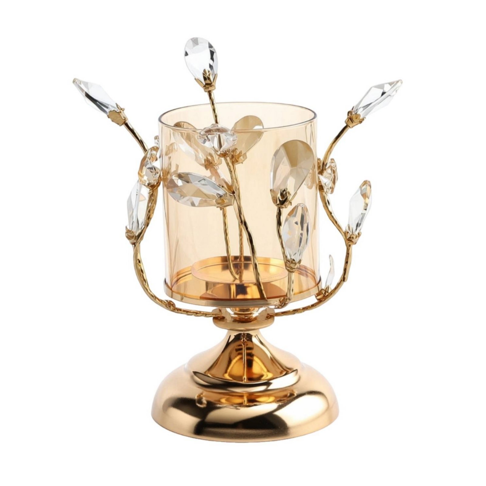 Amber Crystal Candlestick Holder