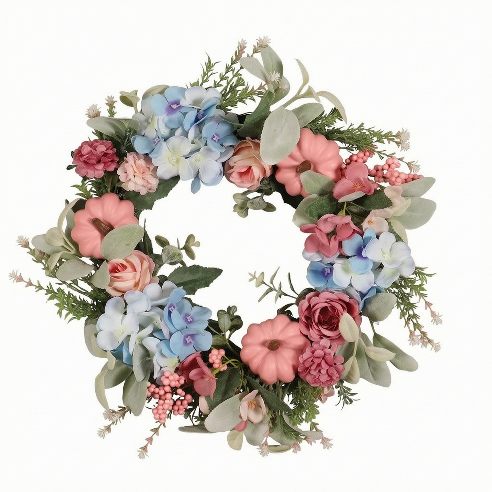 Floral Wreath with Pumpkins
