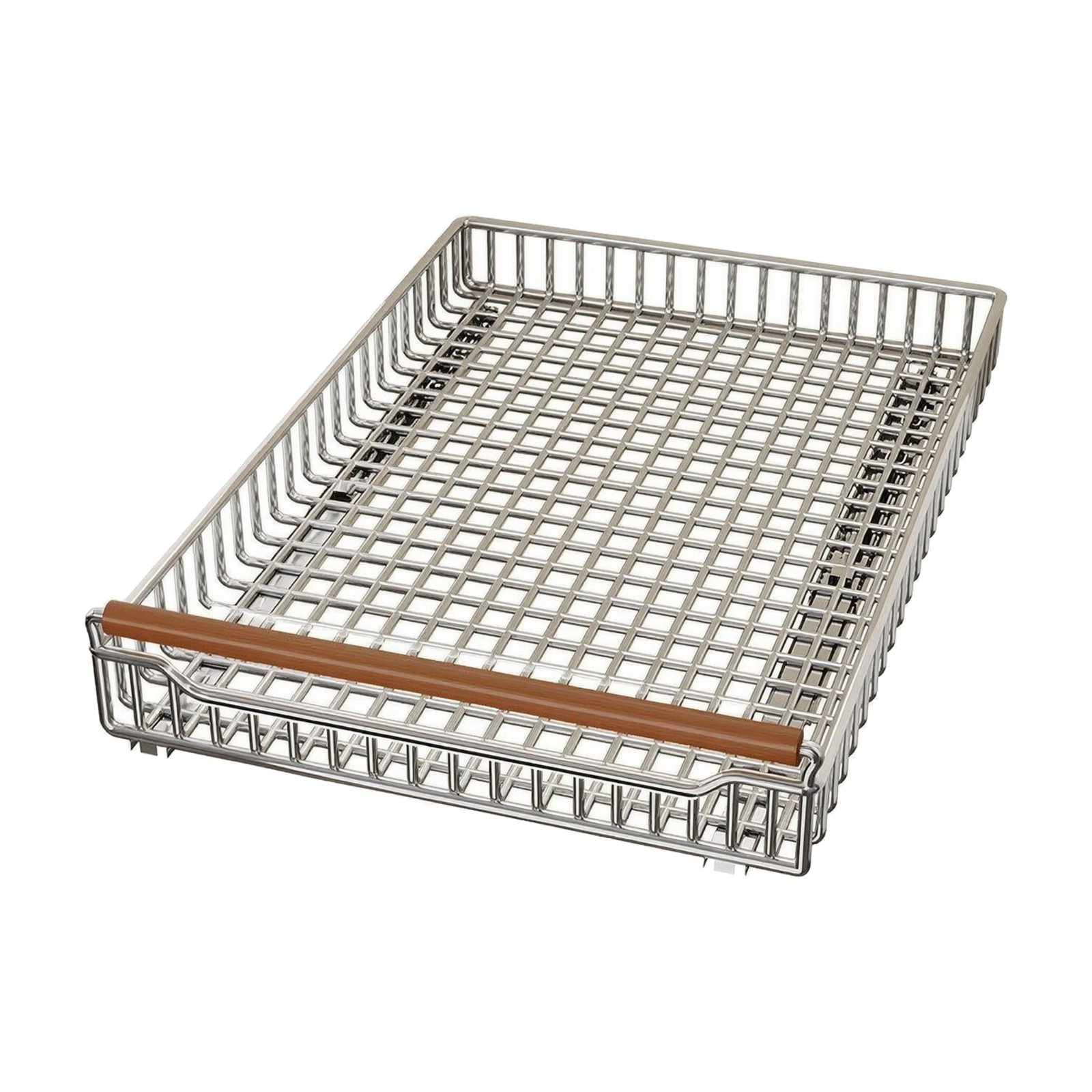 Pull-Out Storage Basket with Wood-Look Handle