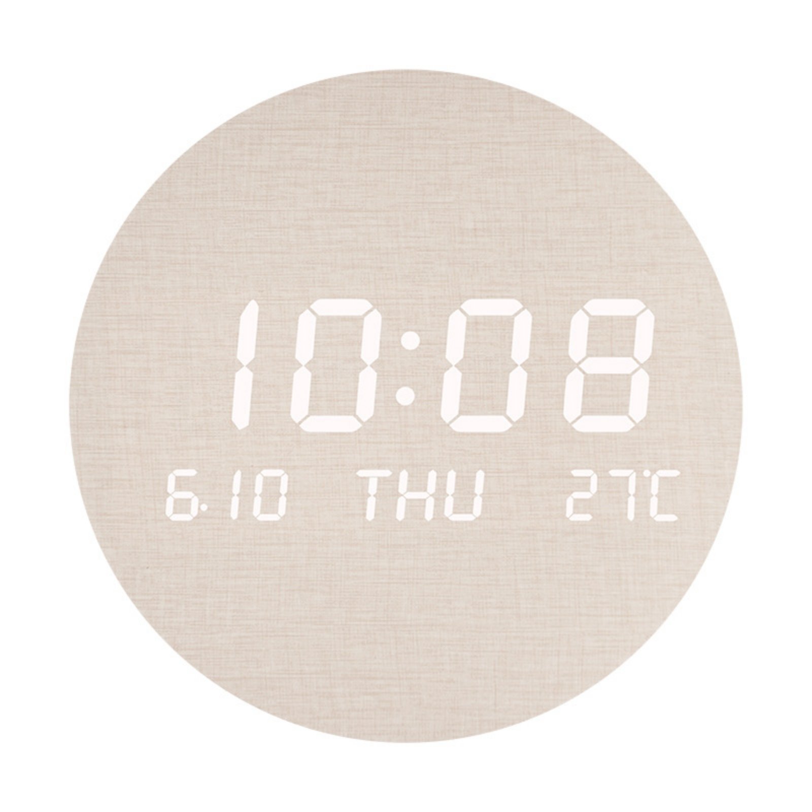 Digital Clock with Temperature – Linen, Plug-in