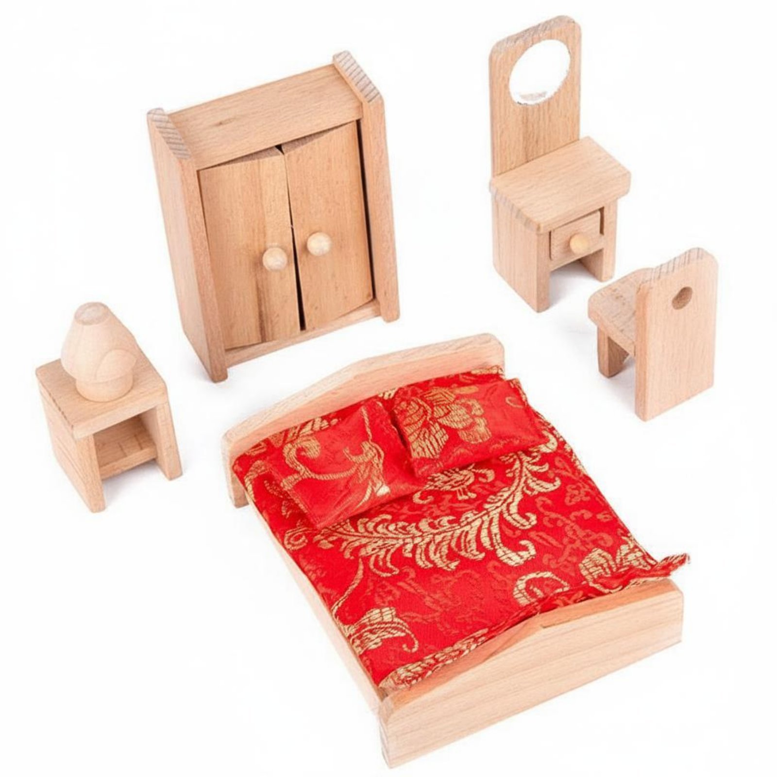 Wooden Dollhouse Furniture Set