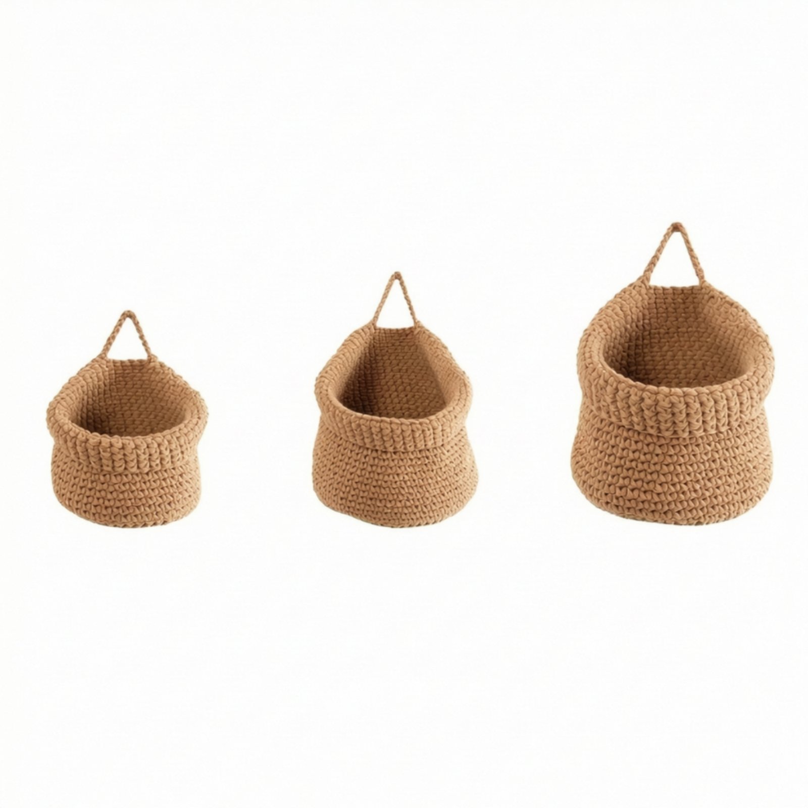 3-Piece Handwoven Wall Baskets with Rope Handle