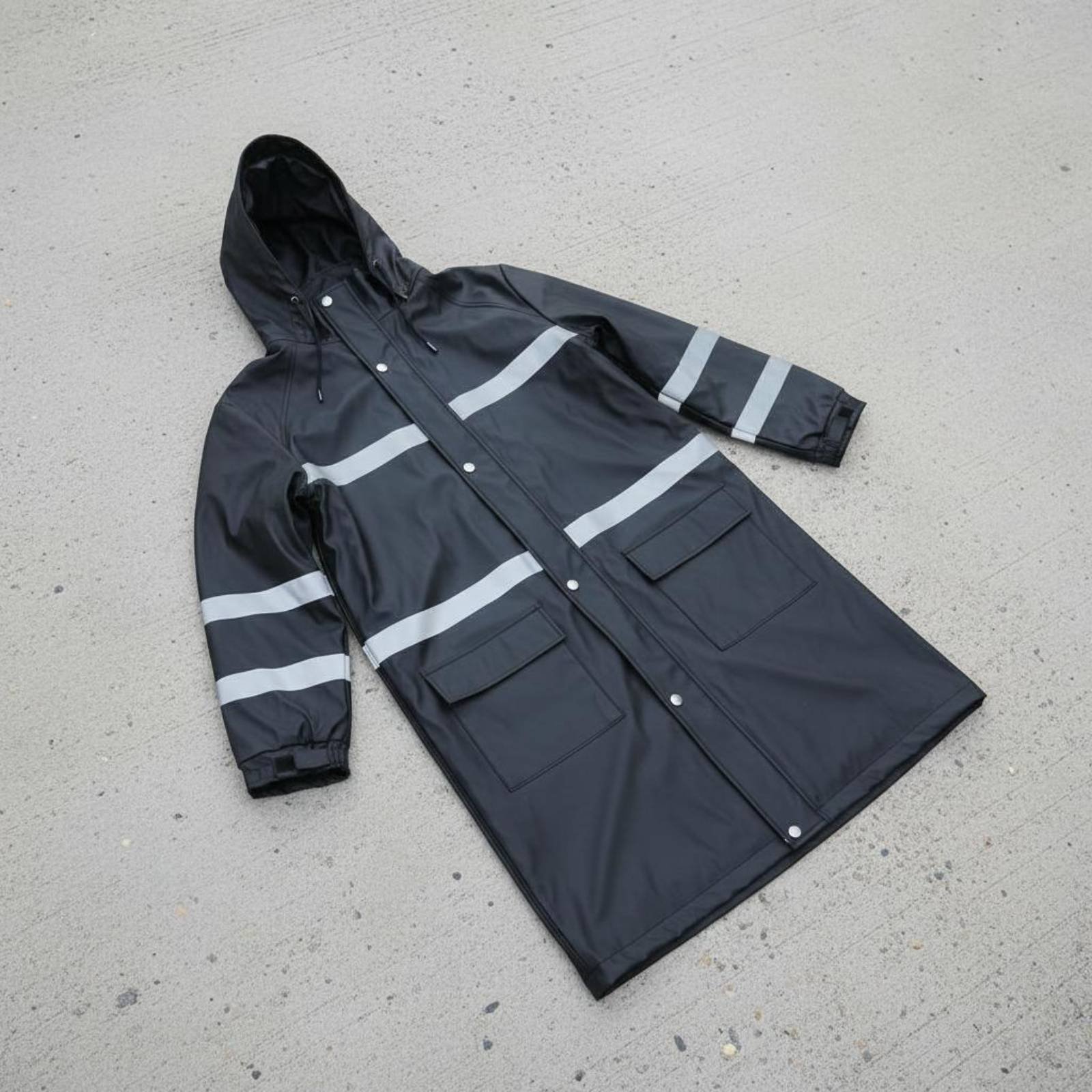 Reflective Raincoat with Hood High Visibility Rain Coat Long