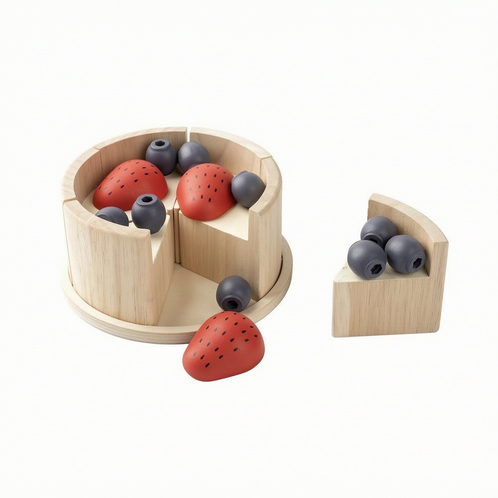 Wooden Strawberry Cake Toy