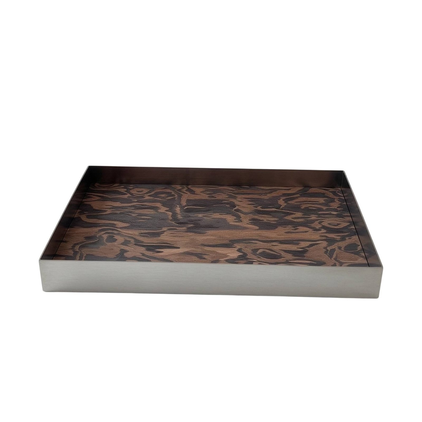 Stainless Steel Tray with Wood-Grain Interior
