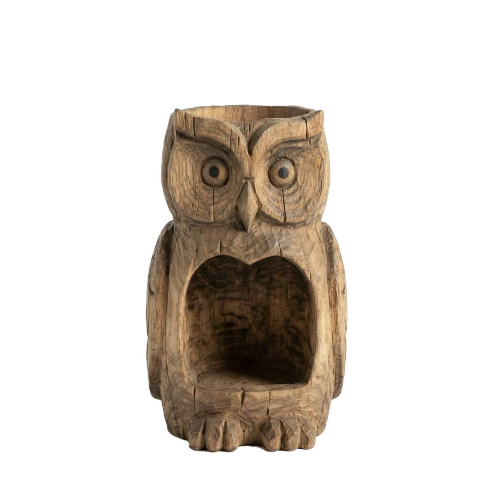 Carved Owl Bird Feeder