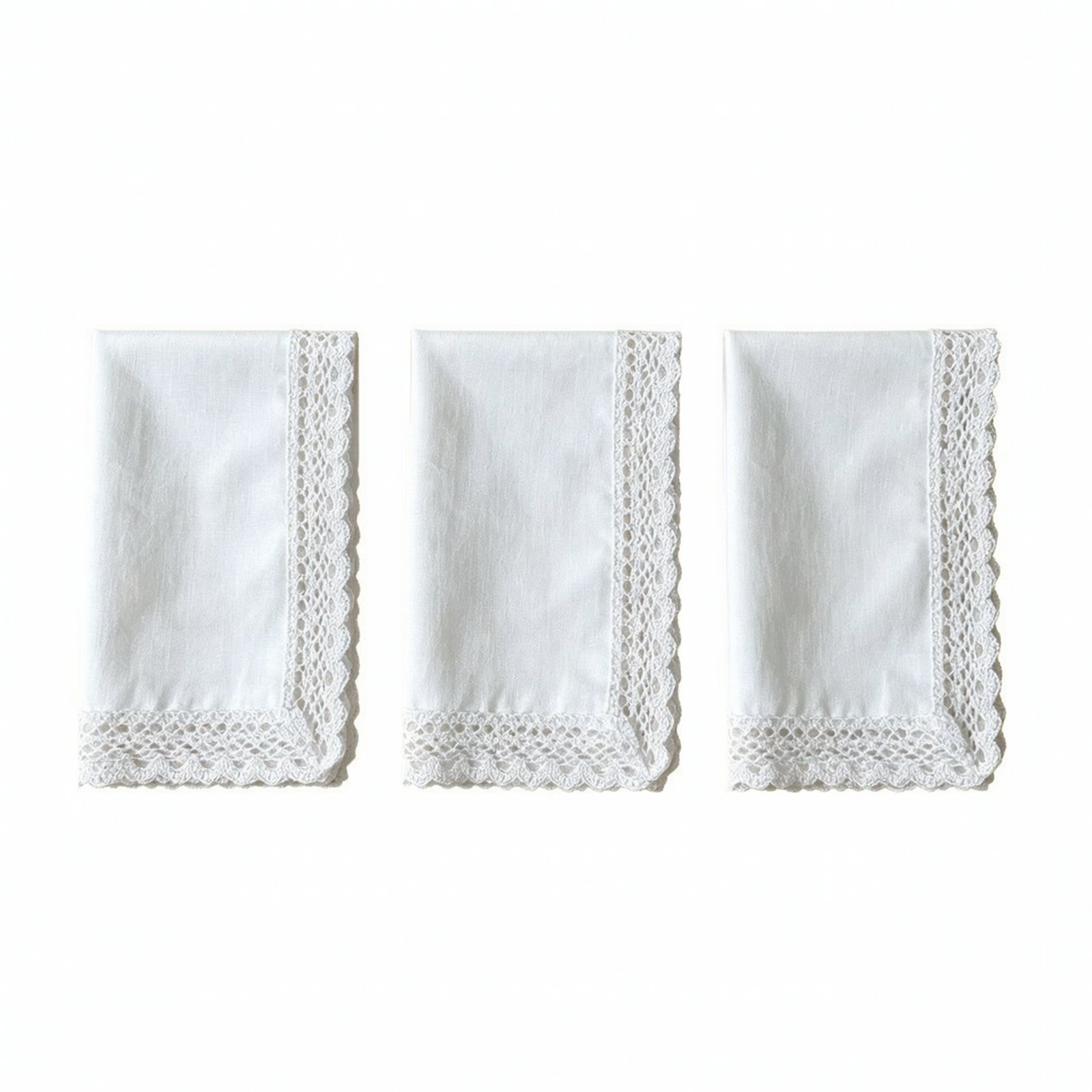3 Pieces Handkerchief with Lace Trim